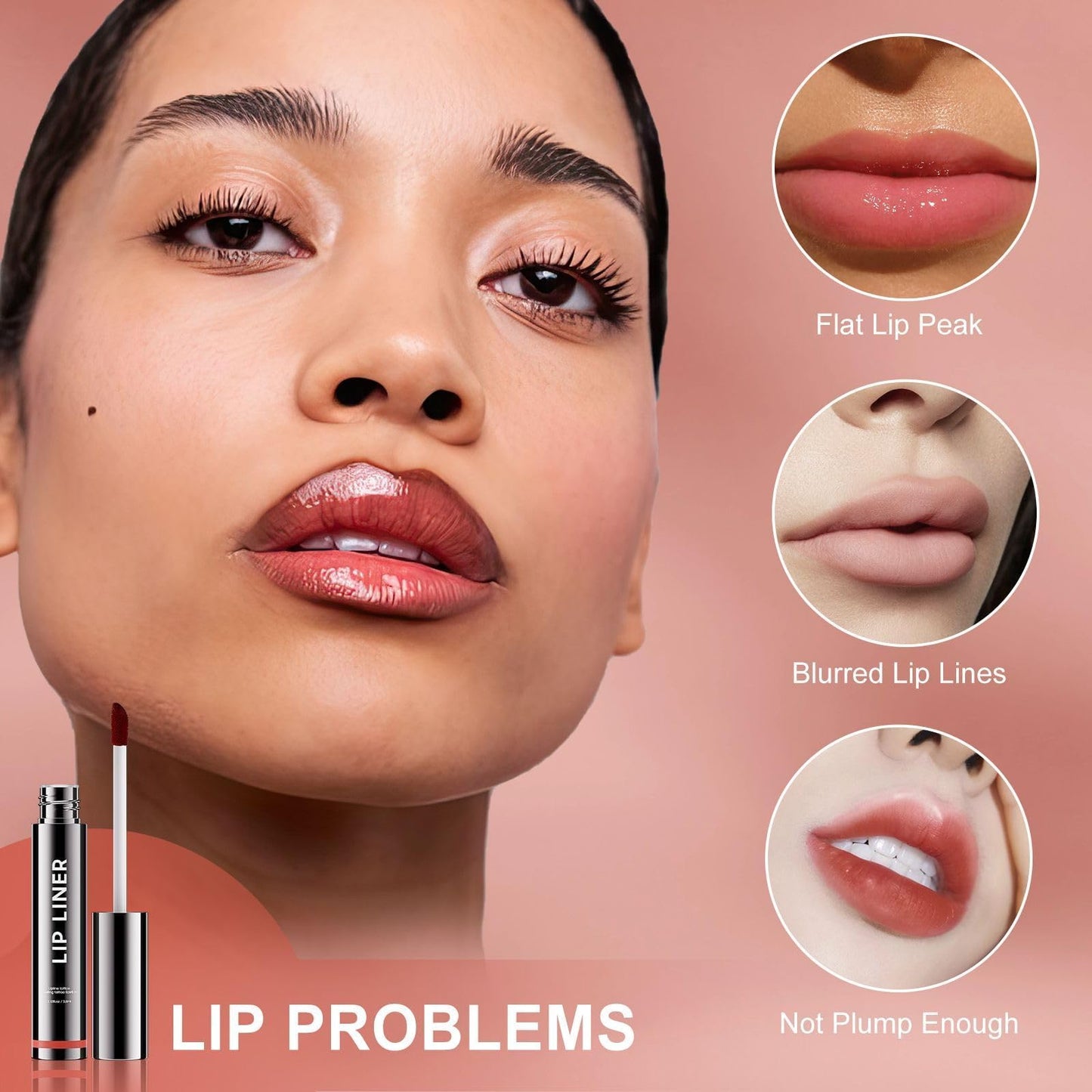 OETUIOW Peel Off Lip Stain Long-Lasting Waterproof, Moisturizing Lip Liner Stain Natural Lip Color, Lip Liner Peel Off Stain Enhancing Complexion for Women Girls (Rose)