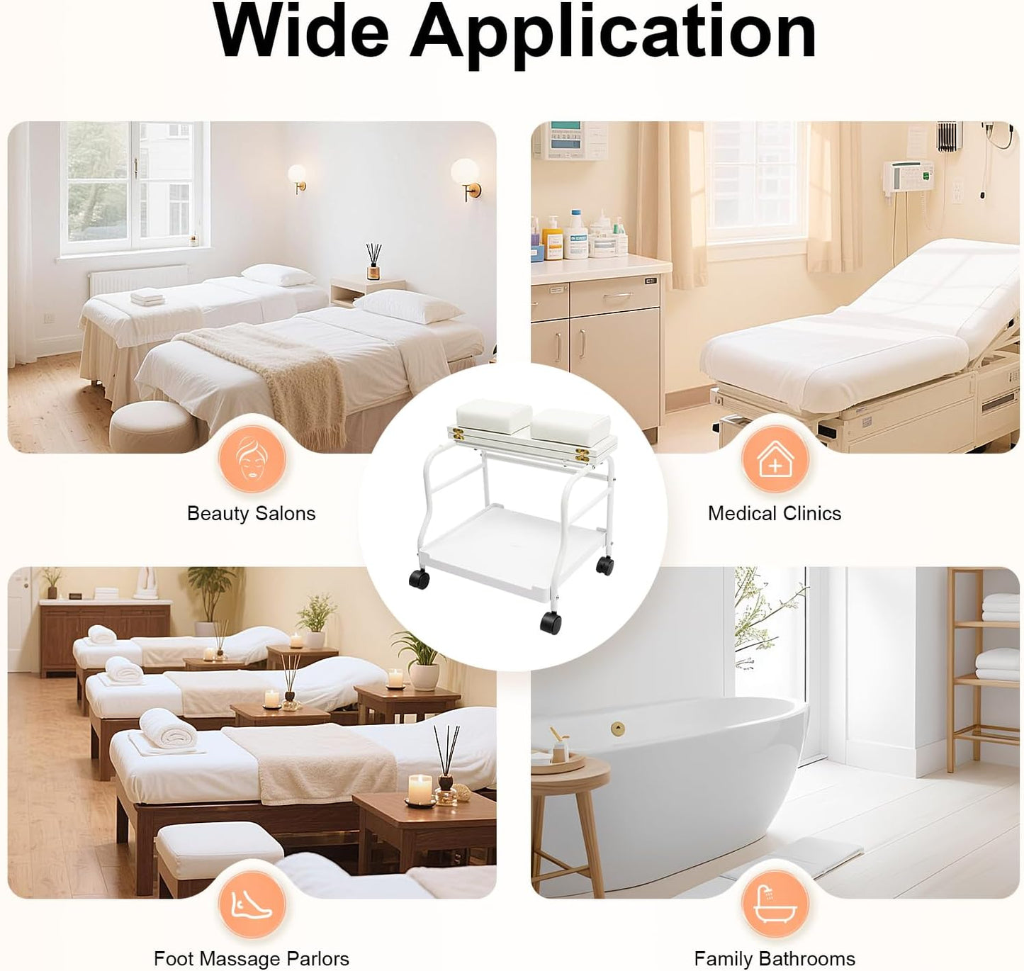 Portable Pedicure Footrest Stool Cart - Beauty Salon Nail & Foot Bath Spa | Trolley Design