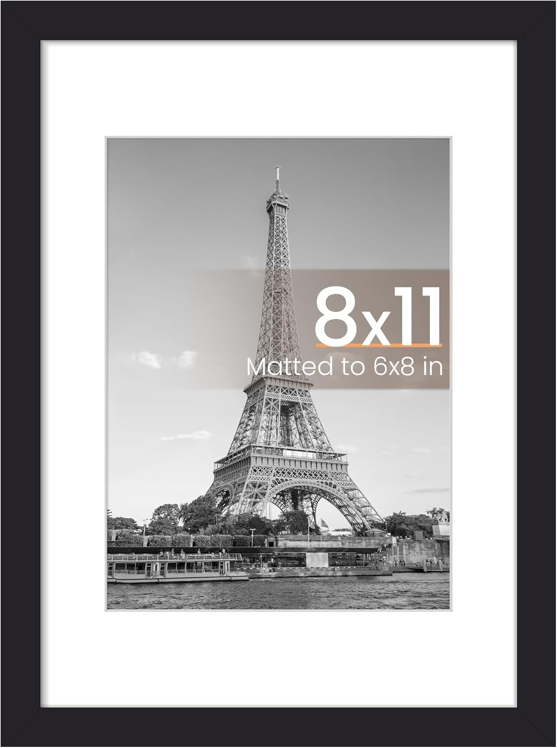 Upsimples 11x14 Picture Frame - Display 8x10 Photos with Mat or 11x14 Without Mat | Black Wall Hanging Frame