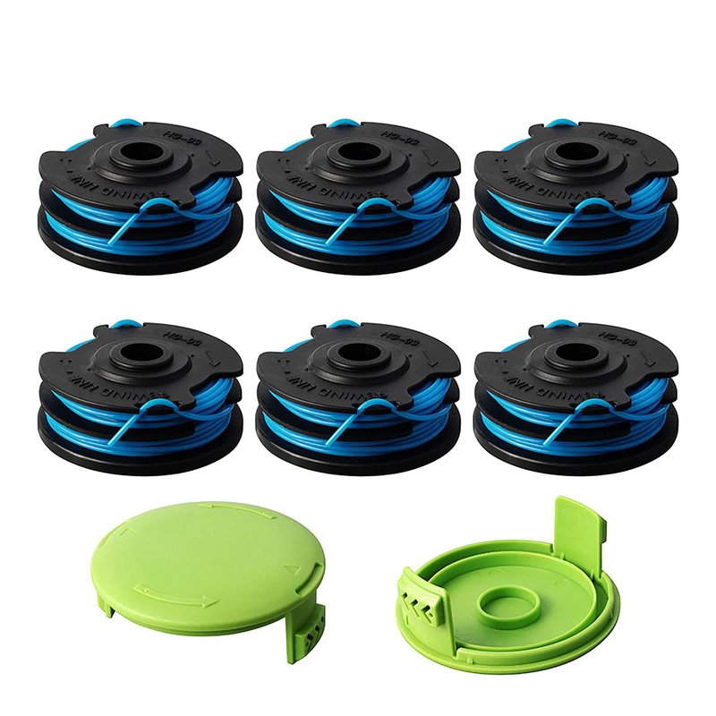 Thten 29242 29082 Trimmer Spool Replacement 27ft 0.065 inch for Greenworks 24V 40V 21052 29272 and 21212 Dual line Electric String Trimmers with 3411546A6 Cap Covers Parts(6Pack+2 Cap)