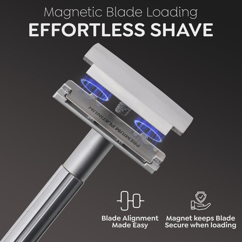 Parker Safety Razor, The SOLOEDGE – Single Edge Razor with Magnetic Head & 100 Platinum SE Blades – Precision Shaving, Reusable & Plastic-Free Razor for Men & Women