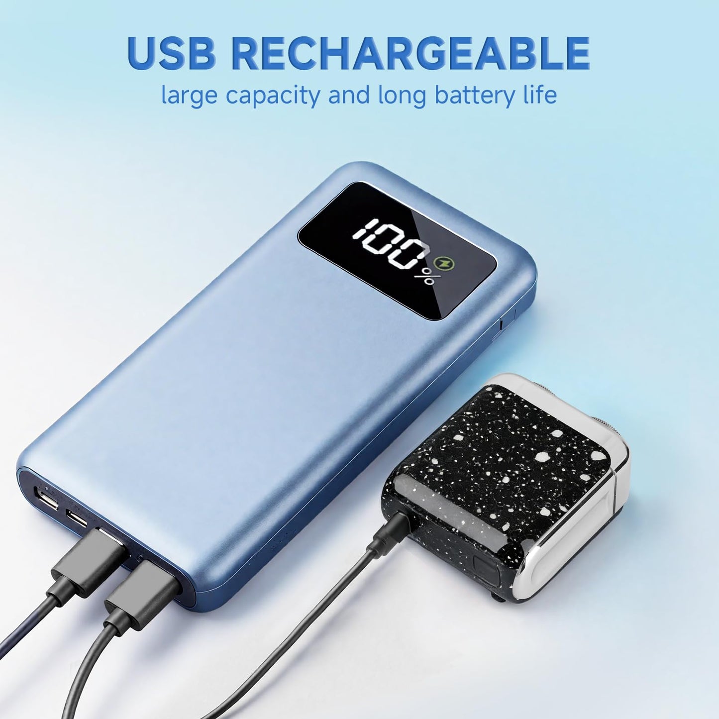 Mini Portable Electric Shaver for Men Double Head Travel Razor USB-C Rechargeable 2 Pack Black Travel Shaver for Men Dry Shave Detachable Head Washable Razor Easy Cleaning Send to Parents Boyfriend