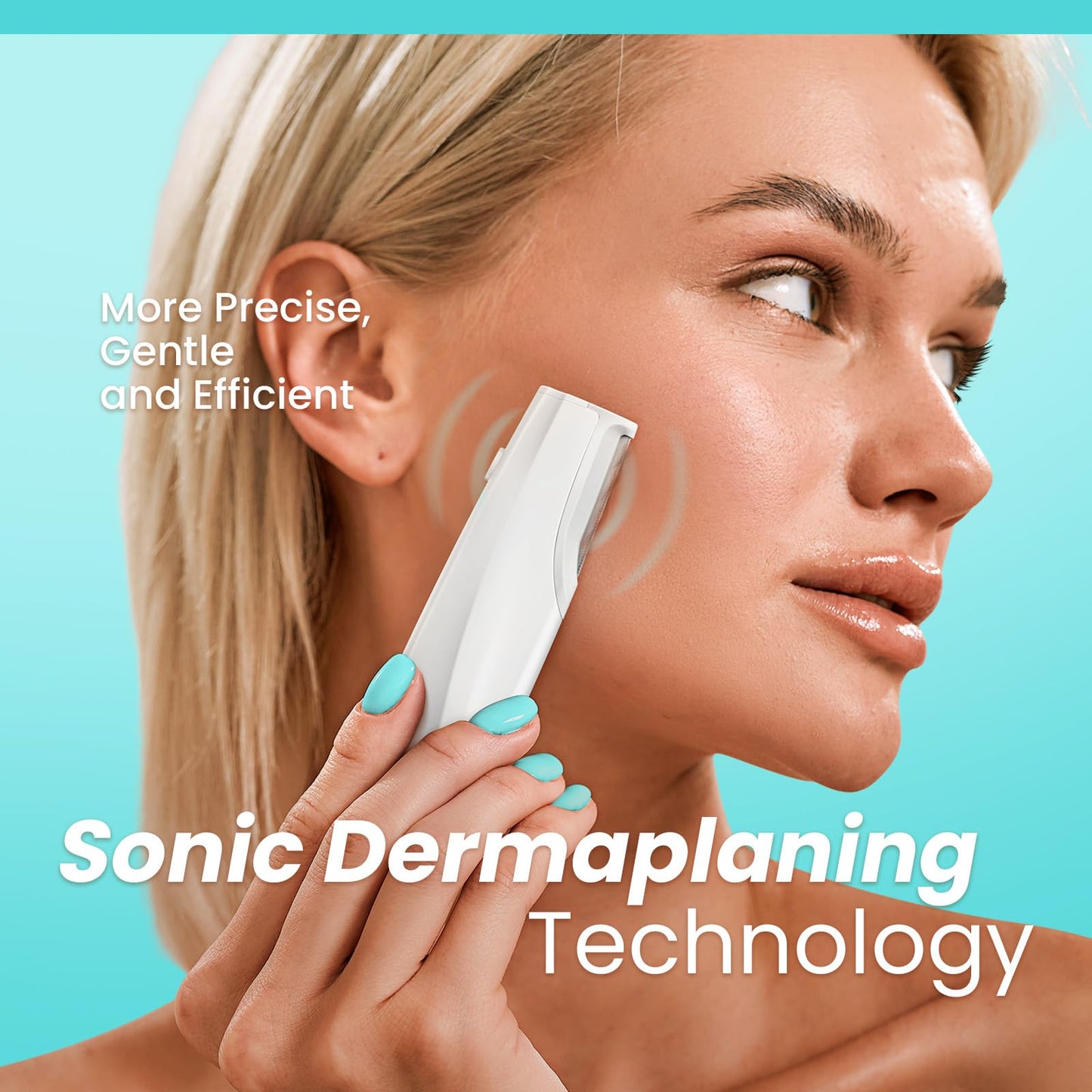 Sonic Dermaplaning Tool for Face - Rechargeable Dermaplane Razor with 6 Refill Dermablades, Facial Hair & Peach Fuzz Remover for Women (White)
