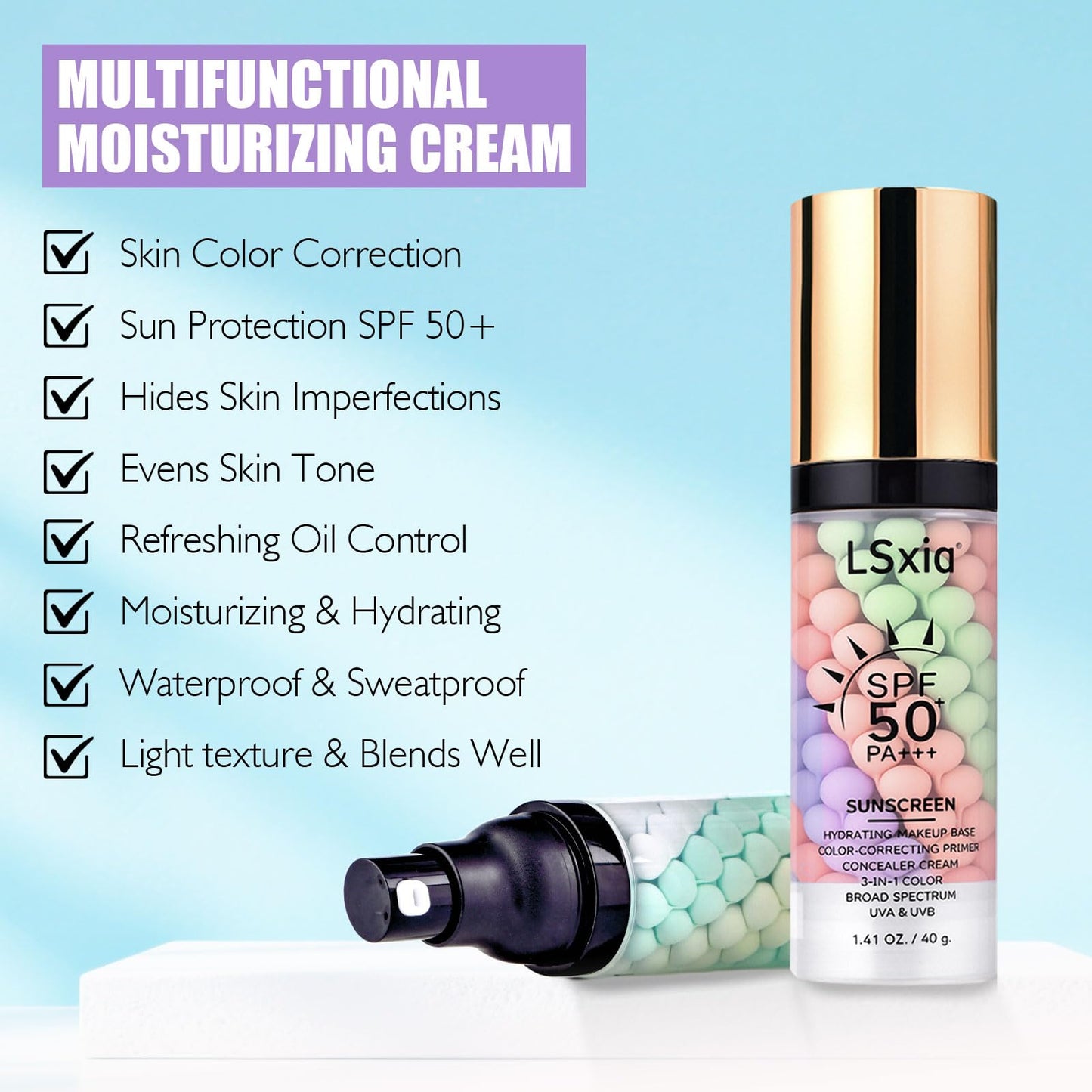 3 In 1 Primer for Face Before Makeup, SPF 50, Sunscreen Isolation Cream