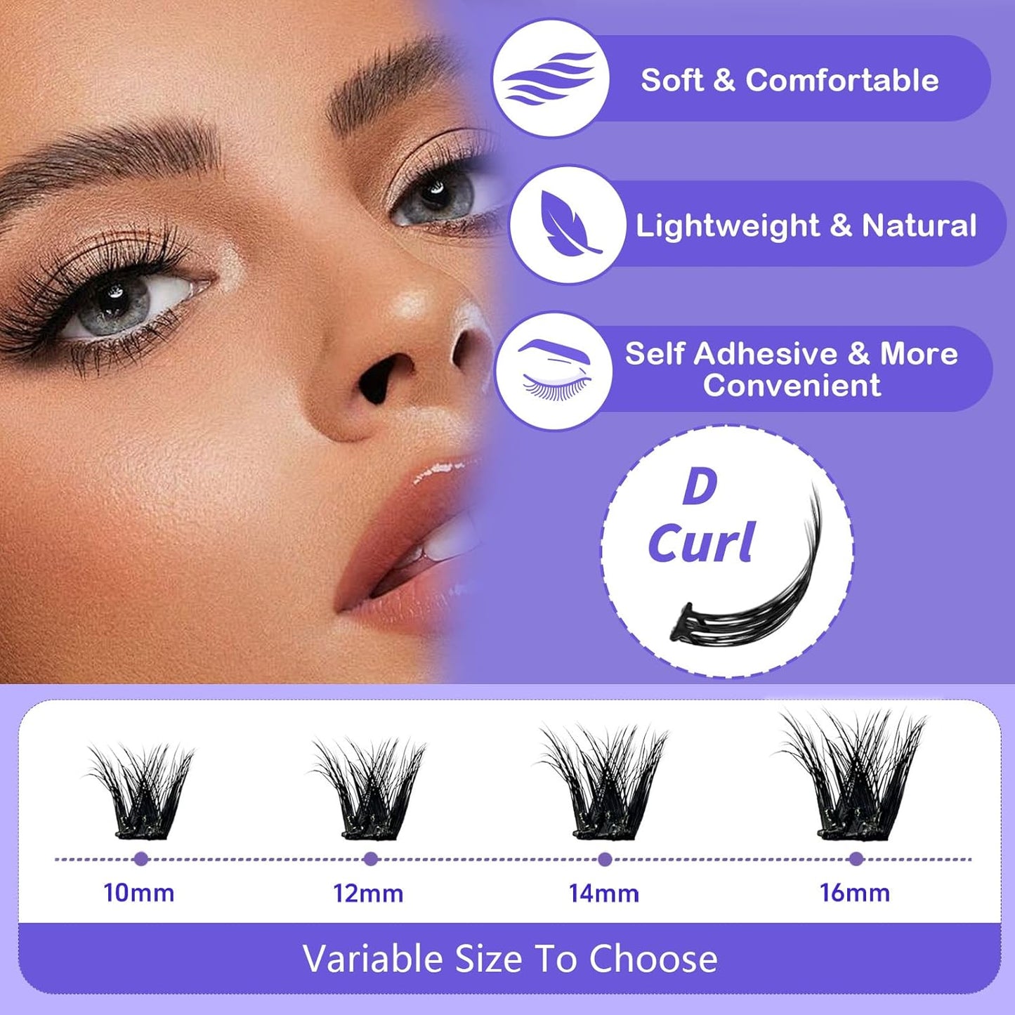 Self-Adhesive Eyelash Clusters – 40 Pcs Thick Volume Lashes | Pre-Glued, No Residue, 14-16MM