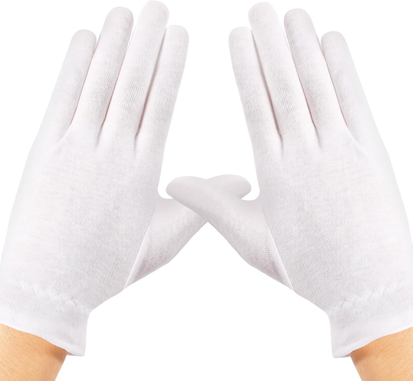 White Cotton Gloves for Moisturizing SPA | 2 Pairs with Laundry Bag for Dry Hands & Eczema - Regular Size