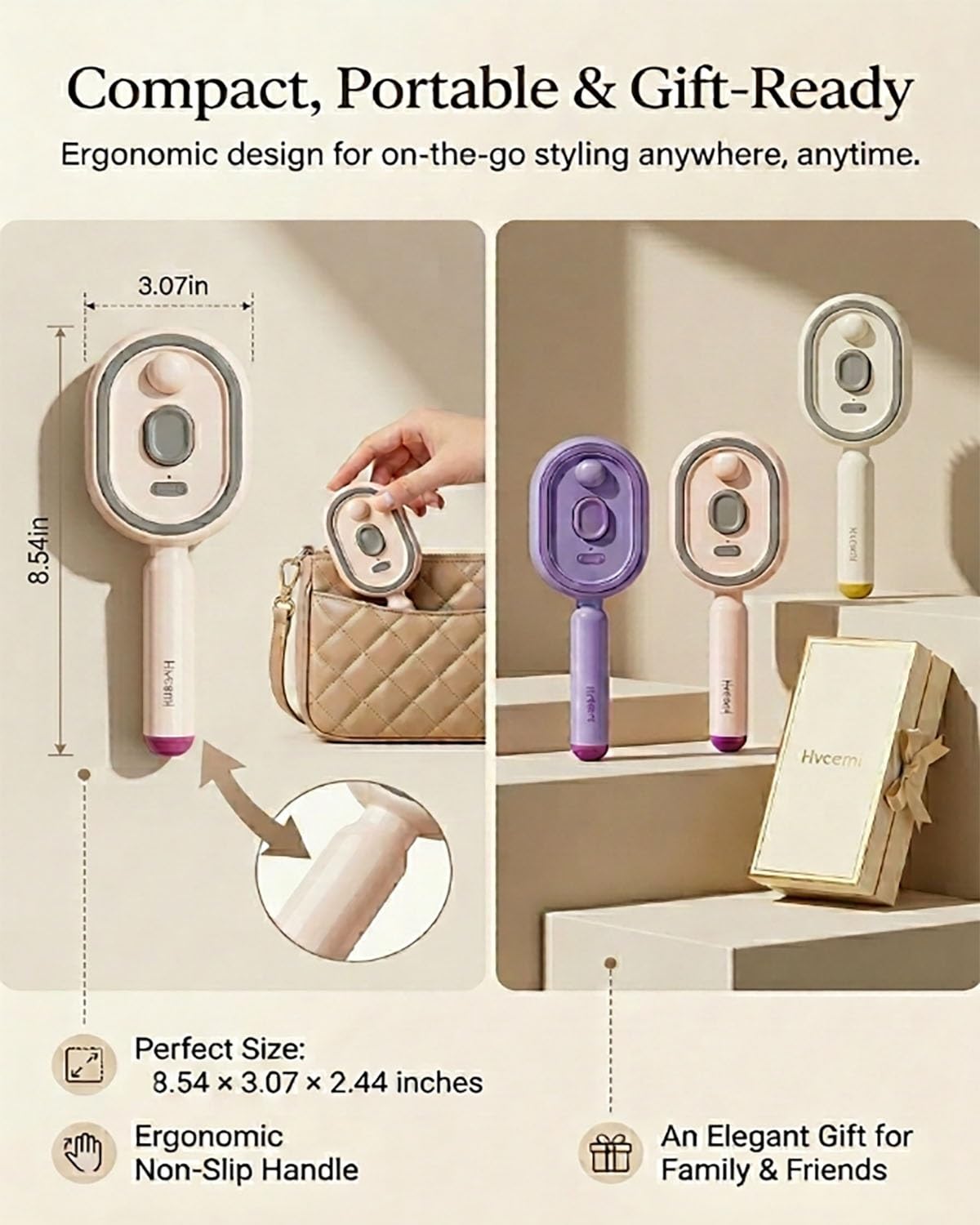 Electric Spray Massage Hair Brush Electric Spraying Steam Brush for Dry Frizzy Hair Handheld Essential Oil Locks Steamer Self Cleaning Air Cushion Massage Comb with Anti-Static