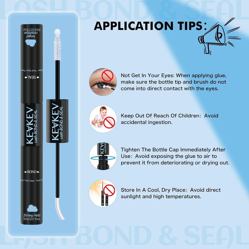 Lash Cluster Glue - Upgraded Clear Waterproof Bond & Seal | Fast-Dry 2-in-1 Formula, 10ML