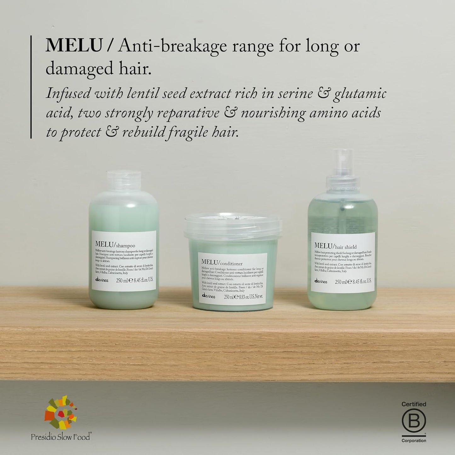 Davines MELU Conditioner - Anti-Breakage Treatment for Long, Damaged Hair | Smooths Split Ends & Strengthens Strands
