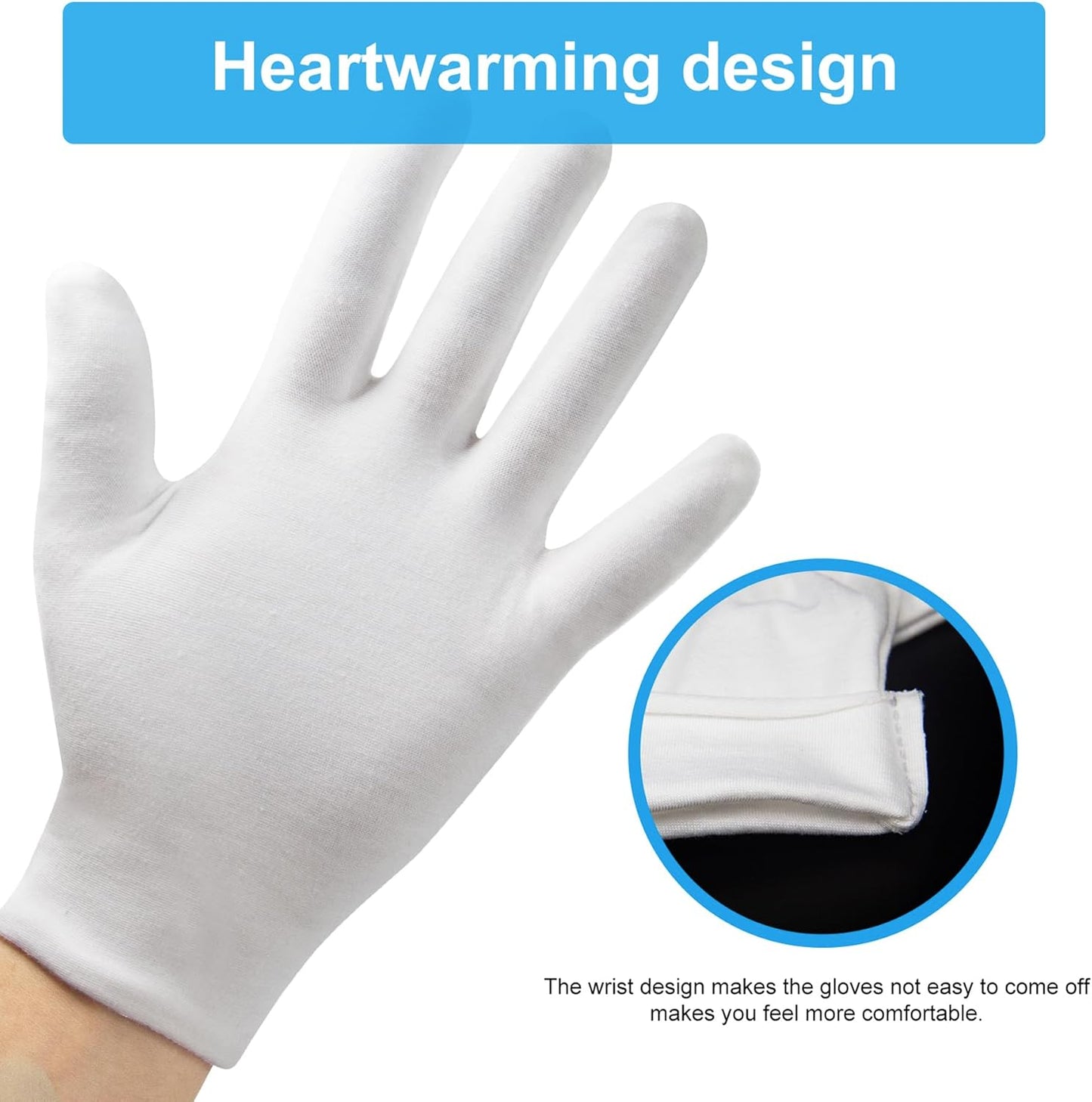 Moisturizing Gloves for Dry Hands | Washable Cotton Spa Gloves - 5 Pairs for Men & Women