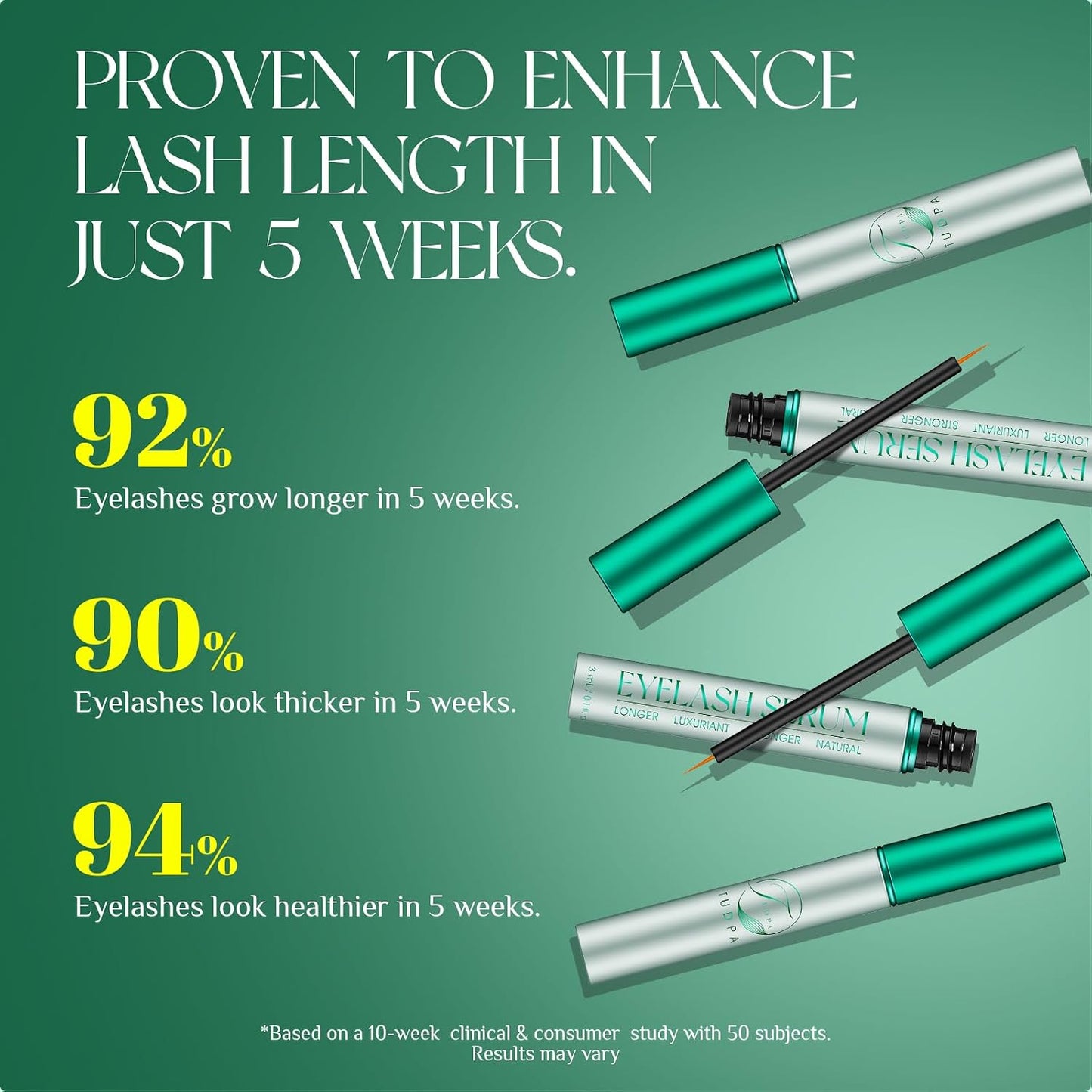 Vegan Lash Serum - Enhance Length & Density | Gentle Formula for Sensitive Eyes, 3mL (2-Month Supply)