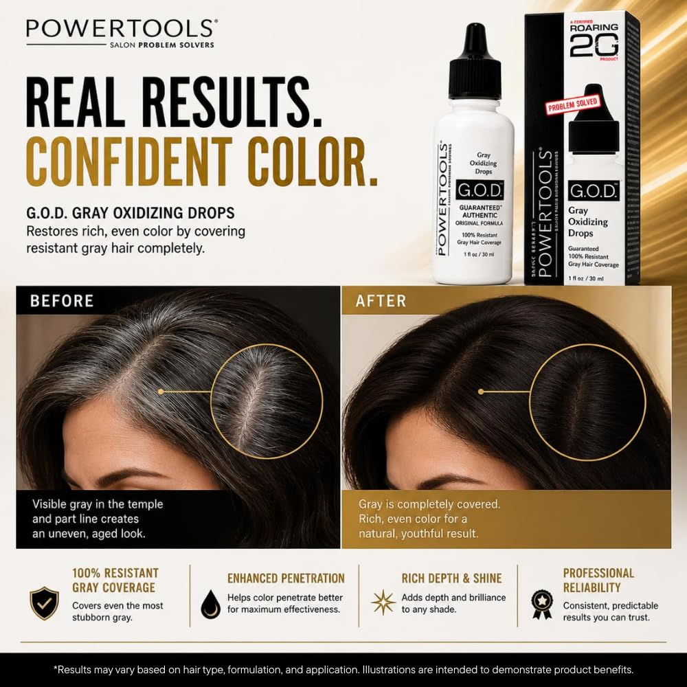 Gray Oxidizing Drops for Resistant Gray Hair - Adds Depth & Shine | 1 Fl Oz Liquid