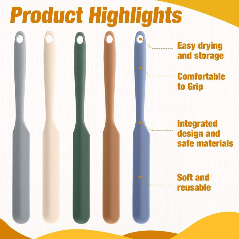 Honeydak 36 Pcs Mini Silicone Spatula Bulk 8.3 inch Small Rubber Spatula with Long Handle Heat Resistant Jar Cake Cream Butter Scraper Resin Craft Non Stick Kitchen Tools for Baking Cooking Mixing