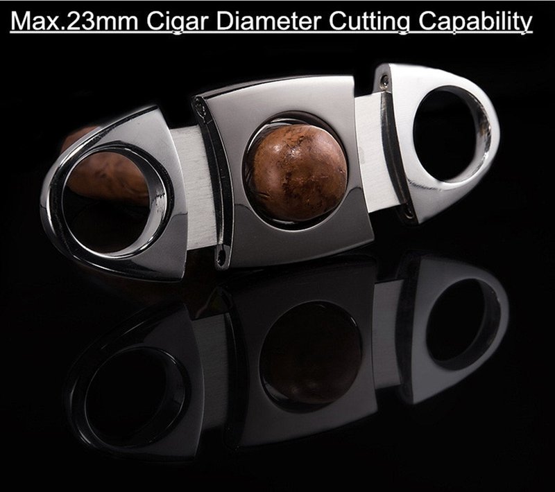 Cigar Cutter Guillotine 420 Stainless Steel Double Blade, 23mm Max. Cigar Diameter Guillotine Cigar Cutter (Gun Color)