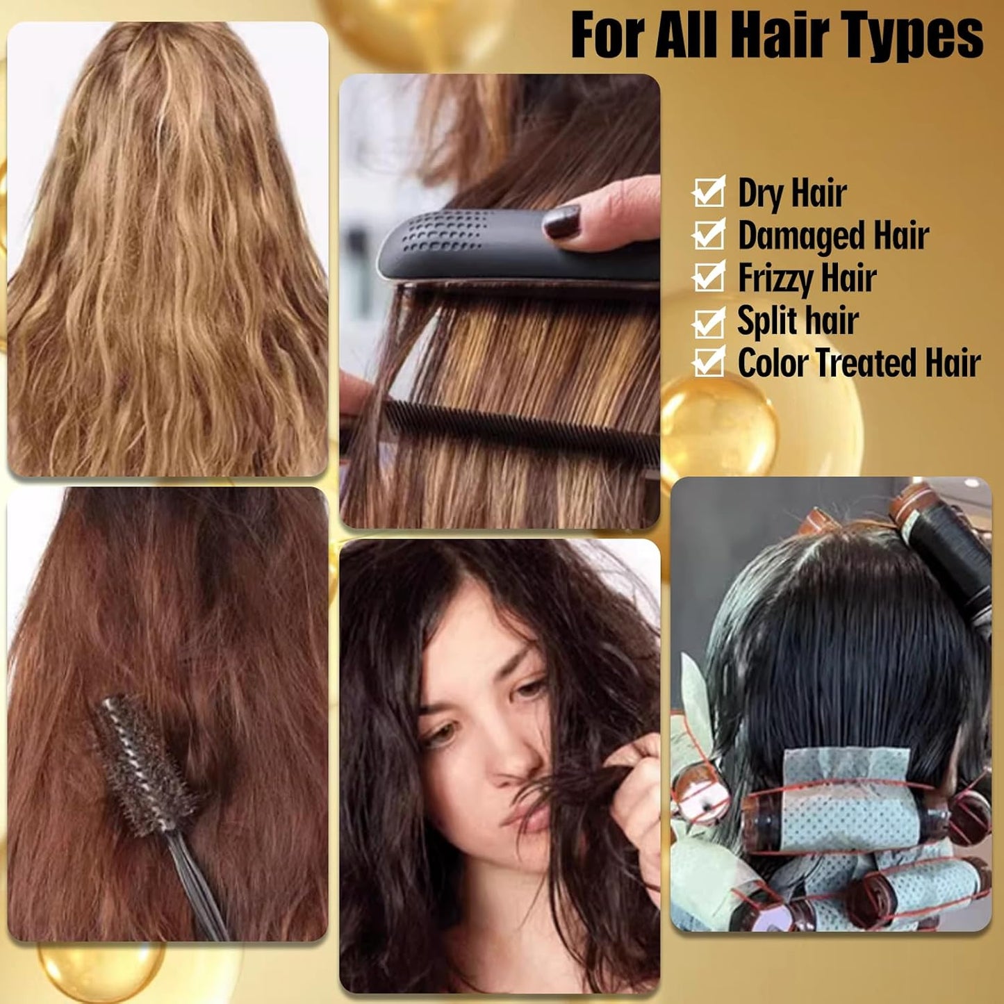 Keratin Hair Treatment Serum - Leave-In Anti-Frizz Conditioner with Argan Oil & Vitamins A, C, E | For All Hair Types