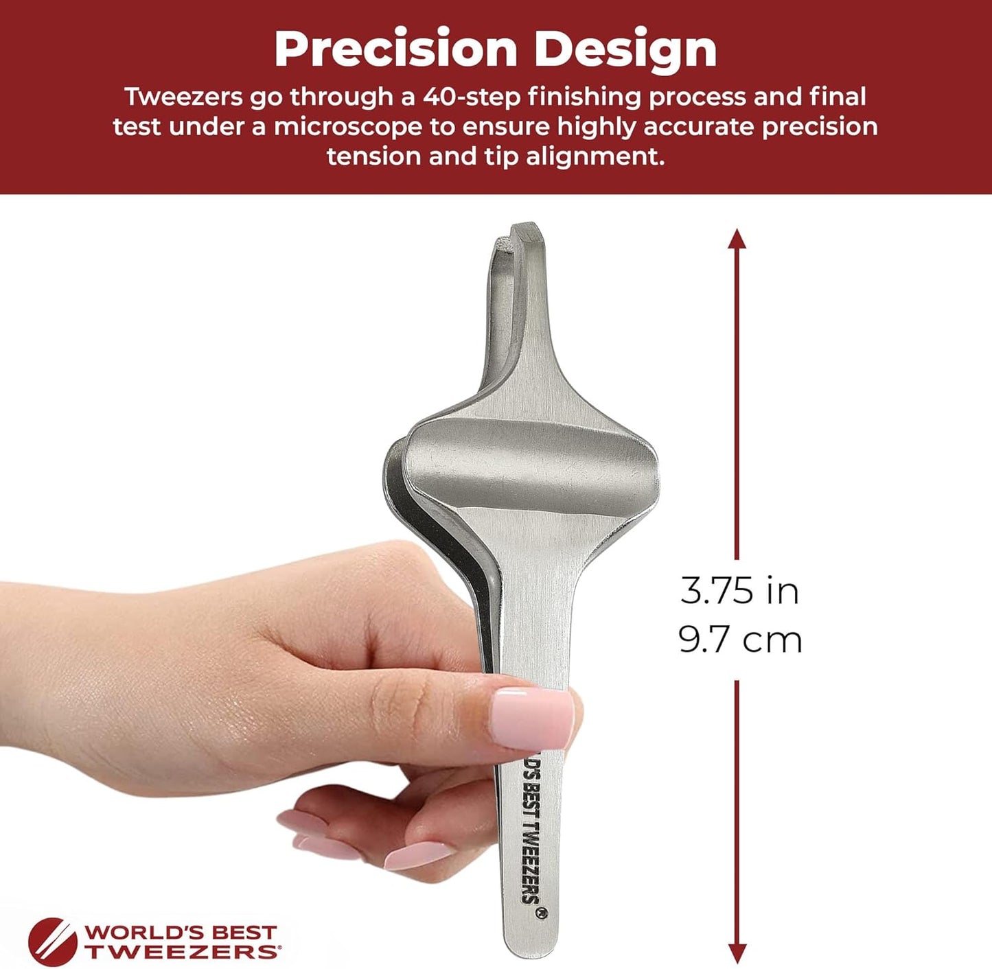 Diamond Butterfly Tweezers - Precision Slant Tip Eyebrow & Facial Hair Removal Tool | Wide Grip Silver Stainless Steel