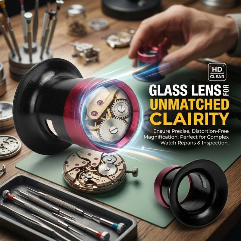 Watch Repair Loupe 5pcs Watchmaker Magnifying Glass Lens, Lightweight Solid Aluminum Alloy Eye Magnifier Loupe Repair Watch Magnifying Glass, Antiques Jewelry Watch Loop Magnifier