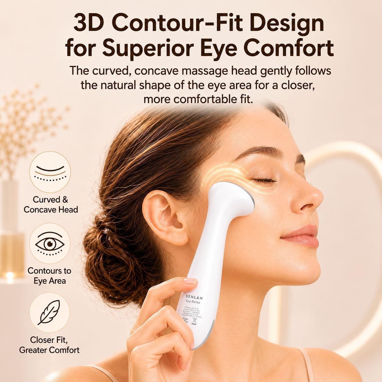 3-in-1 Eye Therapy Device - Heated Eye Wand for Dry Eyes, Puffiness Relief & Skin Radiance | White