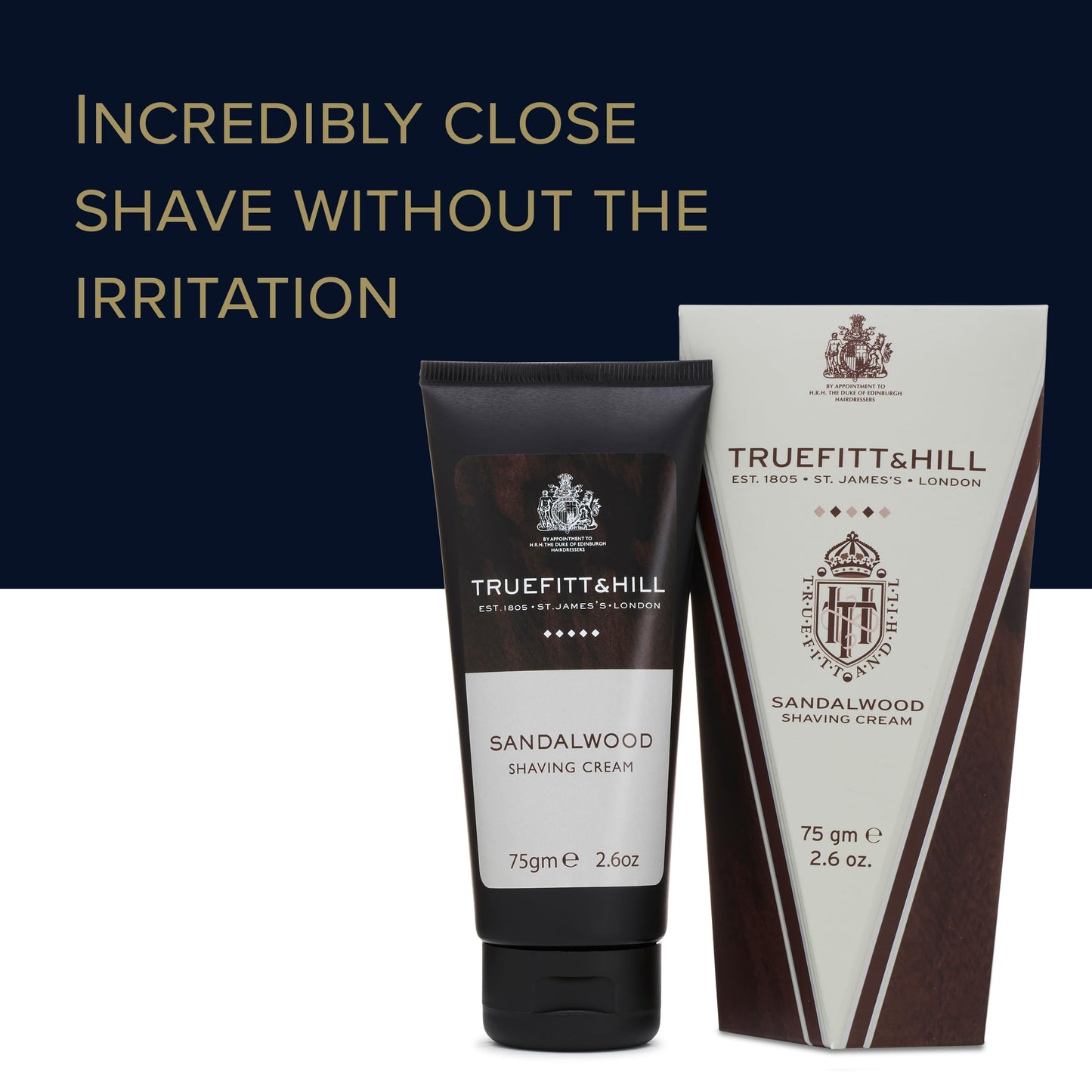Truefitt & Hill Sandalwood Shaving Cream Tube for Men, Fresh Classic scent, 2.6 oz.