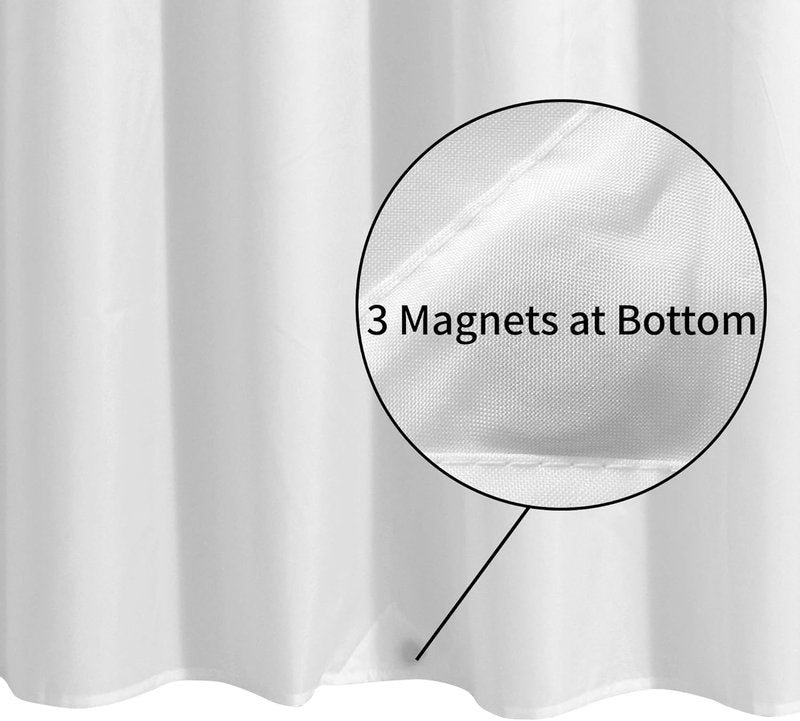 Waterproof Fabric Shower Curtain Liner - Soft Hotel Quality, Lightweight & Machine Washable | Standard Size 72x72, White
