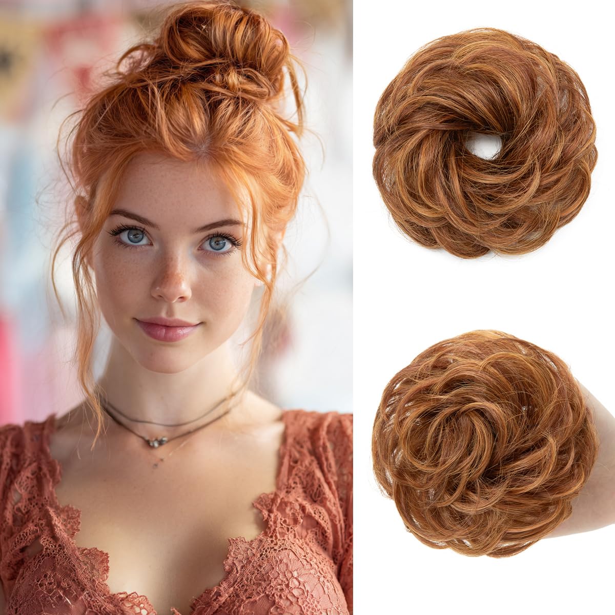 Small Messy Bun Hair Pieces for Women - Synthetic Curly Mini Scrunchies | 2PCs Dark Grey