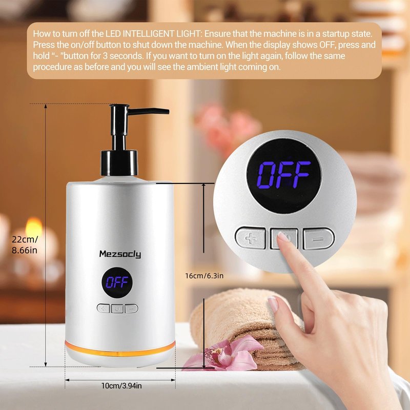 Oil Warmer for Massage oil warmer for scented oil, Massage Oil Warmer, lotion warmer, Body Oil Heater for Spa, Salon and Barber Shops, with Two Oil Bottle Dispenser, Constant Temperature, Silver