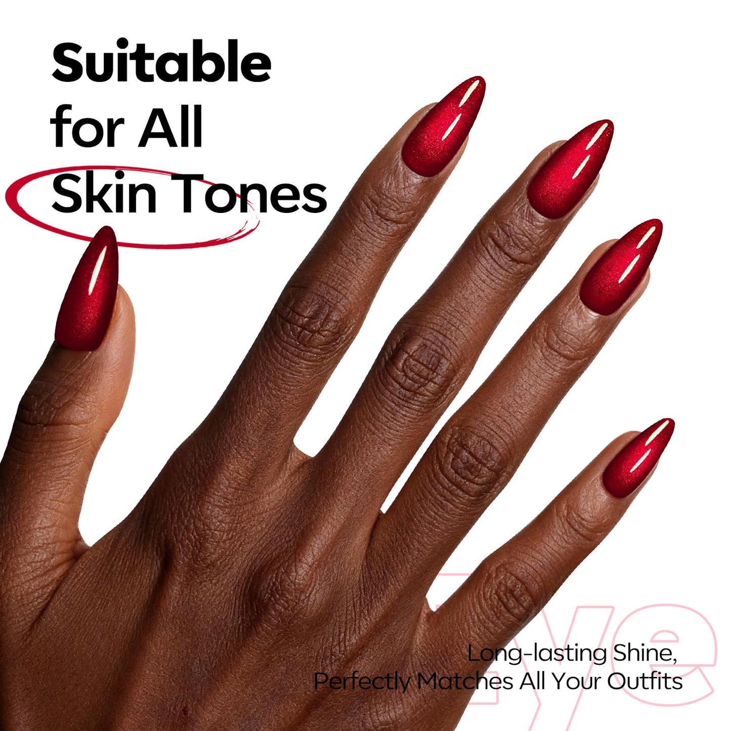 Cat Eye Gel Polish - Burgundy Red Magnetic Glitter | Holographic Ruby Red UV Gel 15 ML