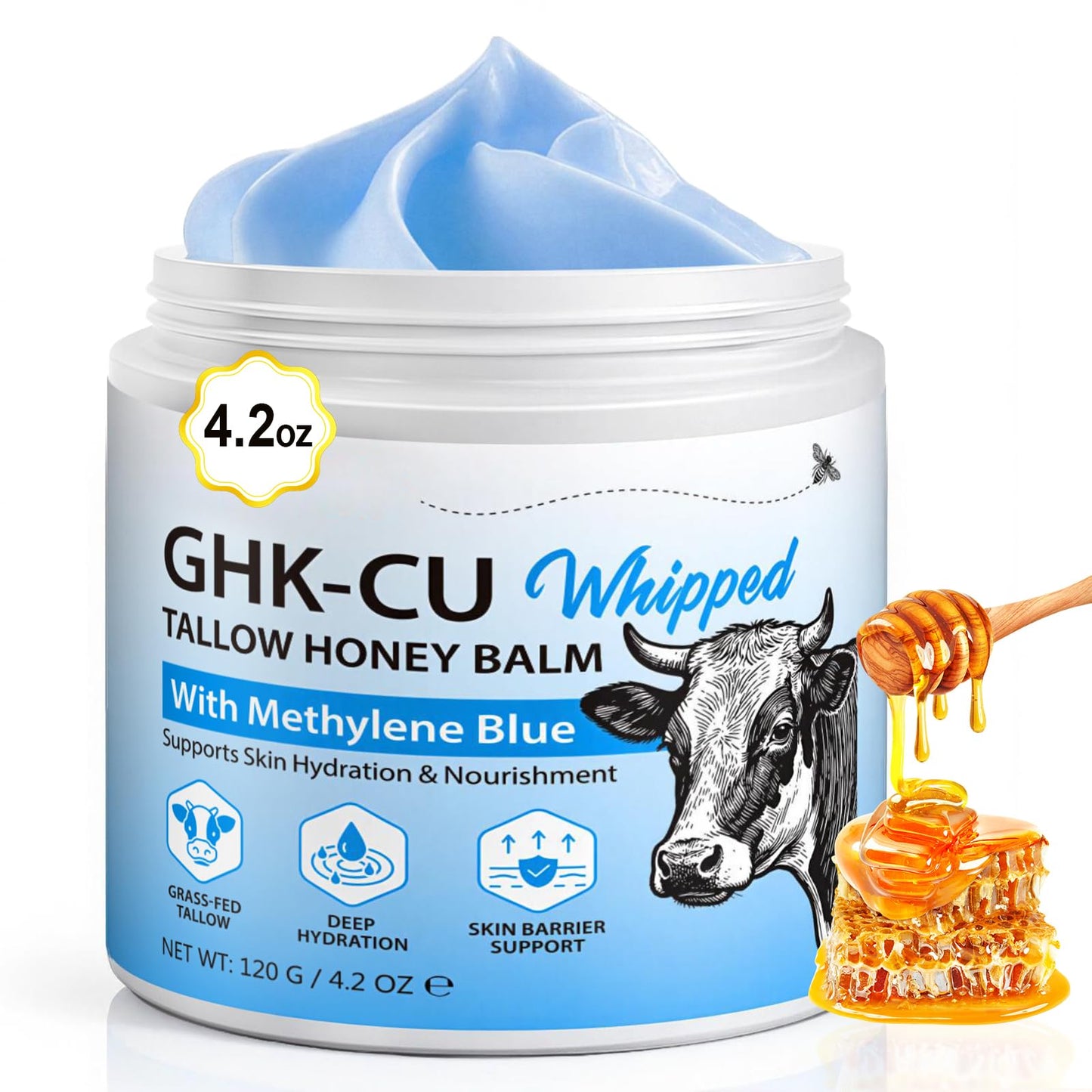 4.2 OZ GHK-Cu Copper Peptides Beef Tallow Cream for Skin, Face & Body