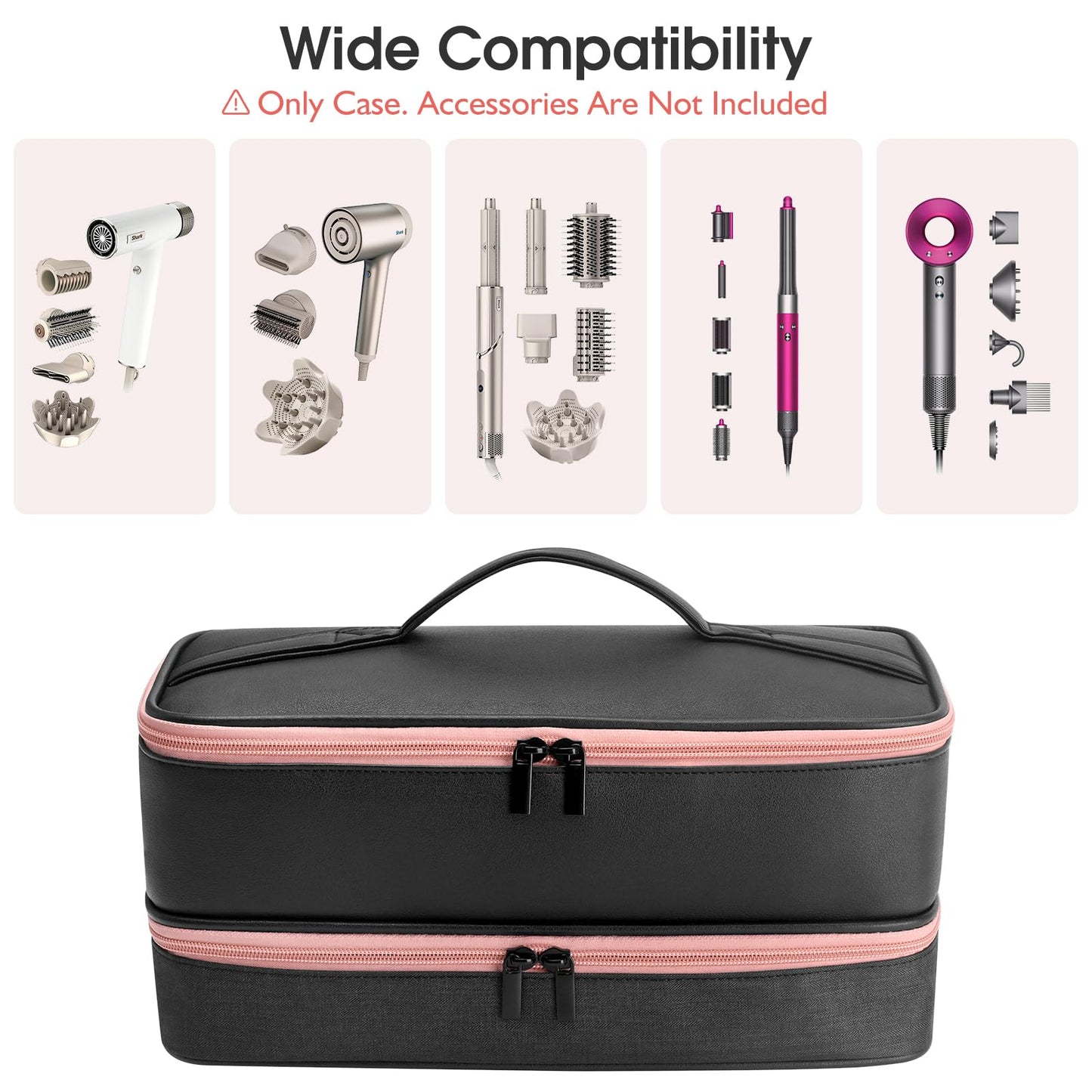 Travel Carrying Case for Hair Dryer for Shark FlexStyle Hair Dryer Bag Double-Layer Beauty Styler Organizer Hair Tool Storage Bag Hairdryer Accessories Black Case