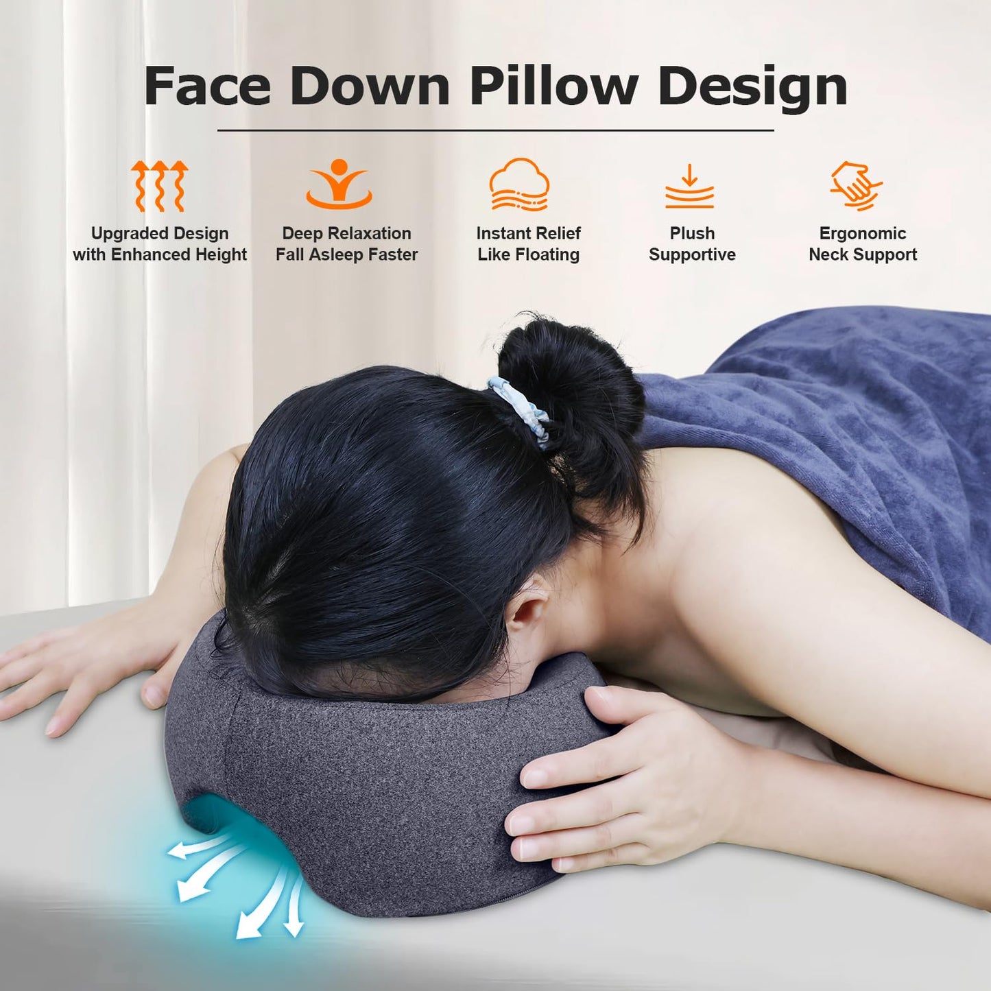 Massage Face Cradle Headrest - Post-Surgery Recovery Pillow for Stomach Sleepers | Pink Color