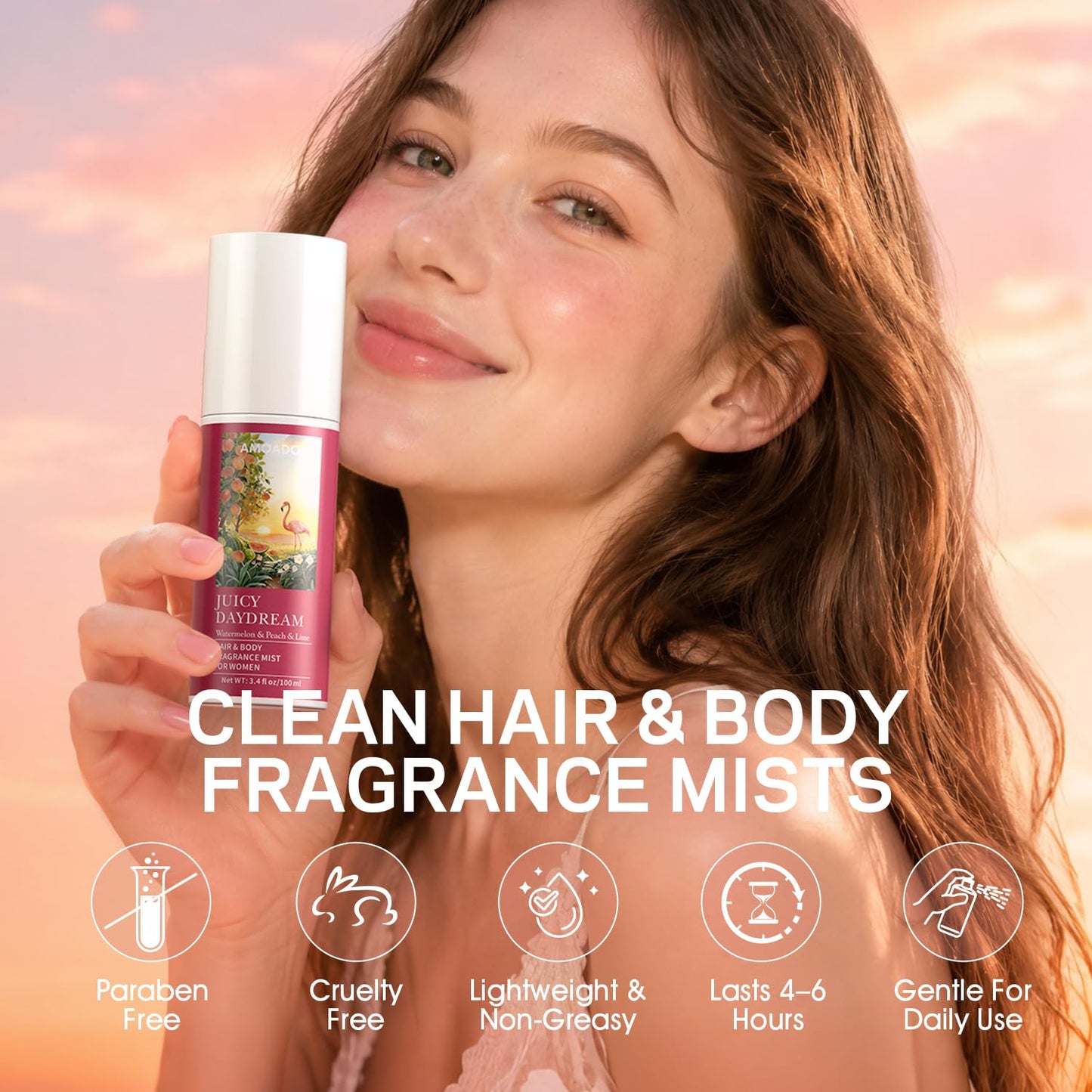 Hair & Body Perfume Mist Set for Women, Fresh Fragrance Spray for Hair & Skin & Fabric, Lightweight Long Lasting Travel Size Women's Fragrances Trio Gift Set (Fruity & Floral & Coconut Milk Scents)