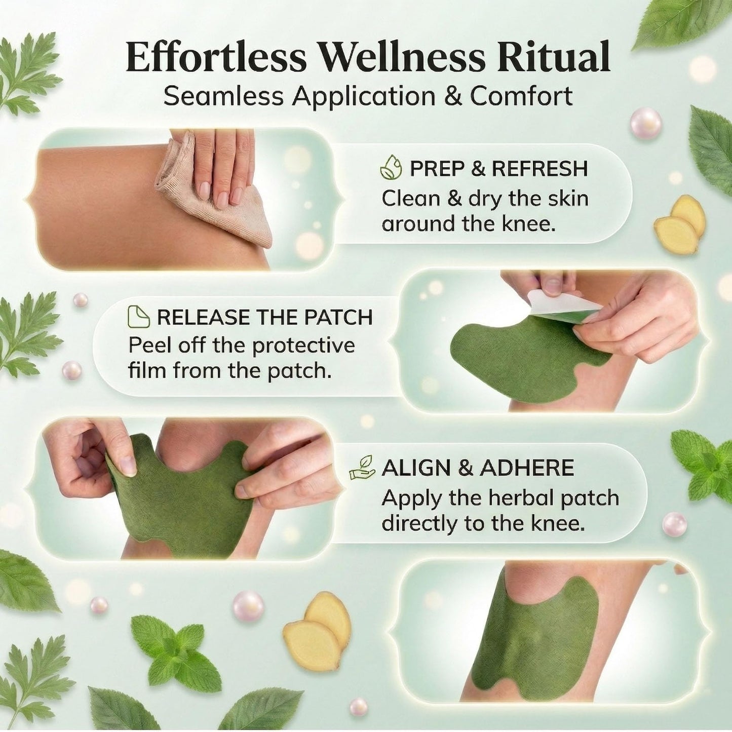 Herbal Knee Patches, 8-Hour Self-Heating Wormwood Warm Compress for Stiff Joints & Tired Muscles, Ergonomic Deep Thermal Support Sticker for Adults & Seniors,36-Pack