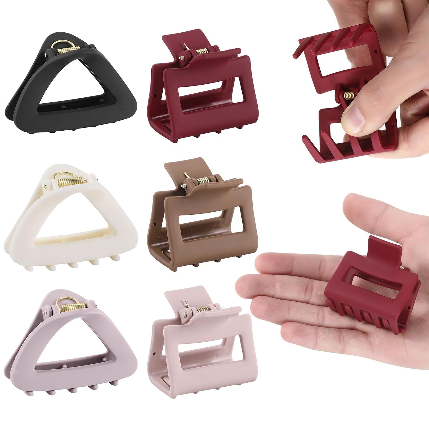 Triangle Hair Claws for Women - 6Pcs Flexible Unbreakable TPEE-Silicone Clips | Durable Non-Slip Medium Claw Set for All Hair Types