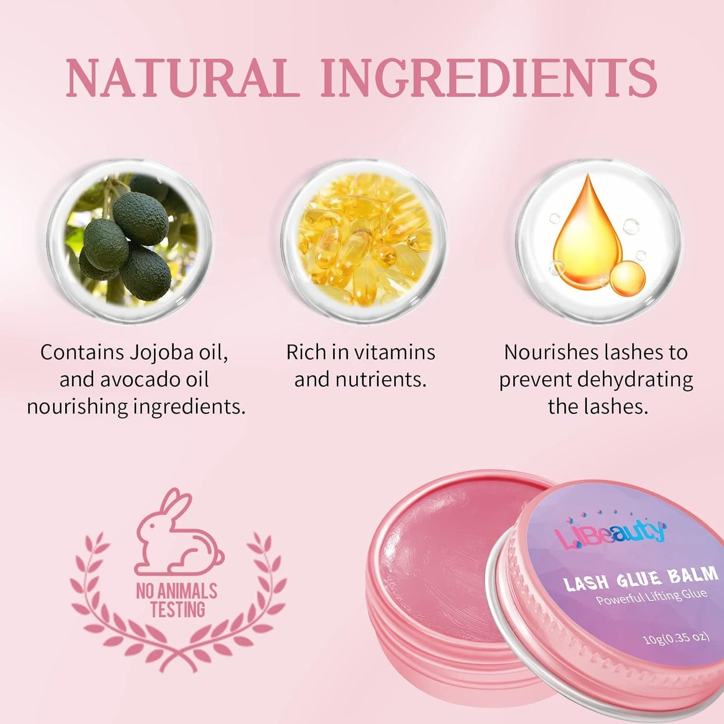 Libeauty Lash Lift Glue Balm - Strong Adhesive for Eyelash & Eyebrow Perm | Pink Peach, 10g/0.35oz