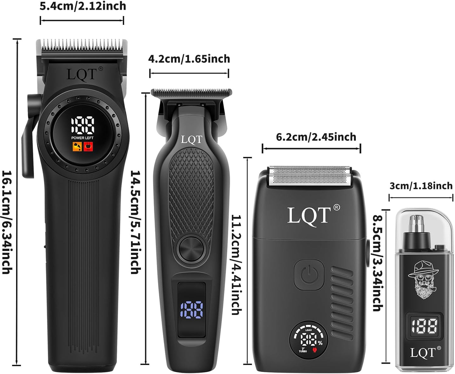 Men’s Grooming Kit - Professional Cordless Hair Clippers & Trimmers Set | LED Display, Adjustable Lever, Multiple Combs