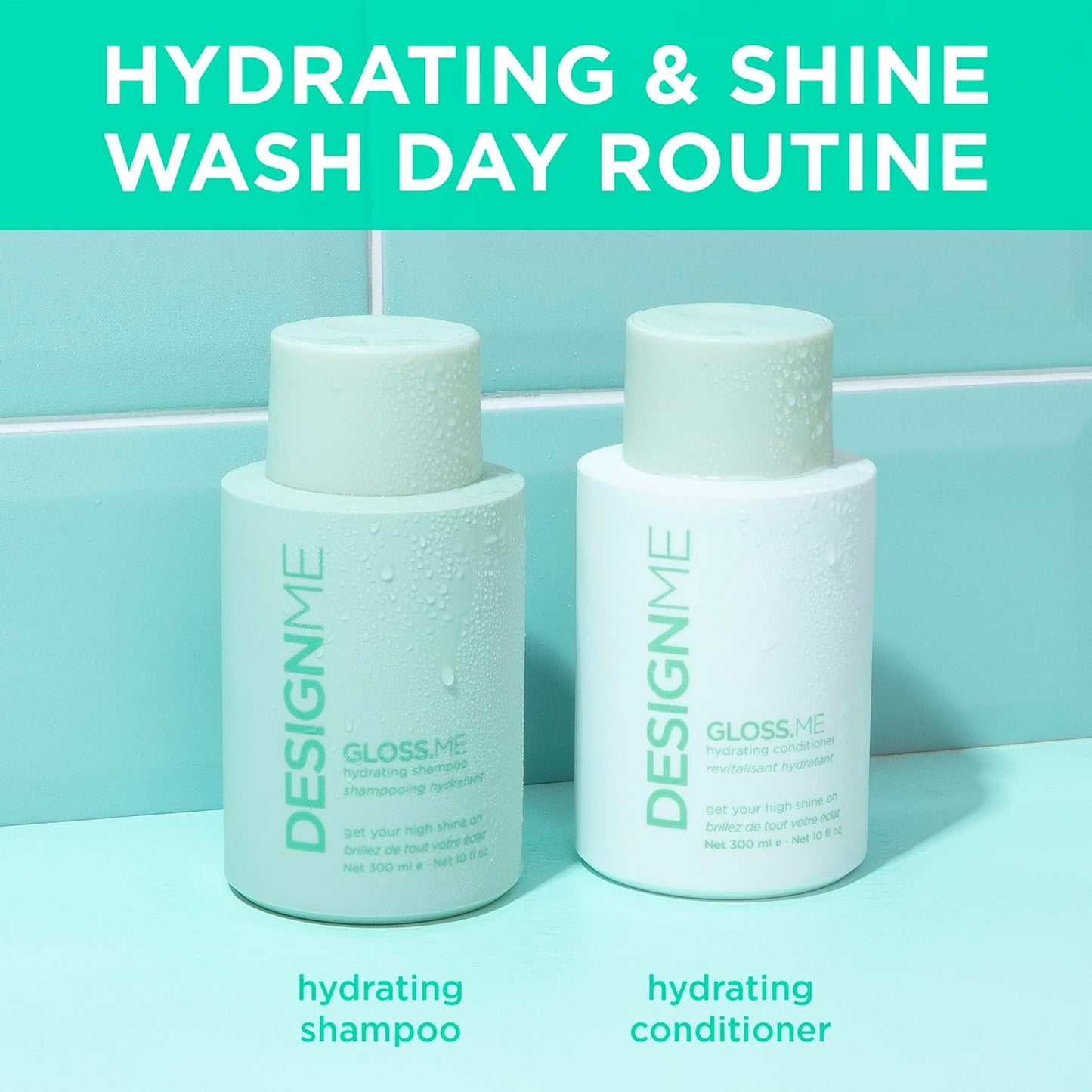 Design.Me GLOSS.ME Moisturizing Shampoo & Conditioner Set - Hydrating Hemp & Argan Oil for Dry, Colored Hair | 10 Fl Oz Each