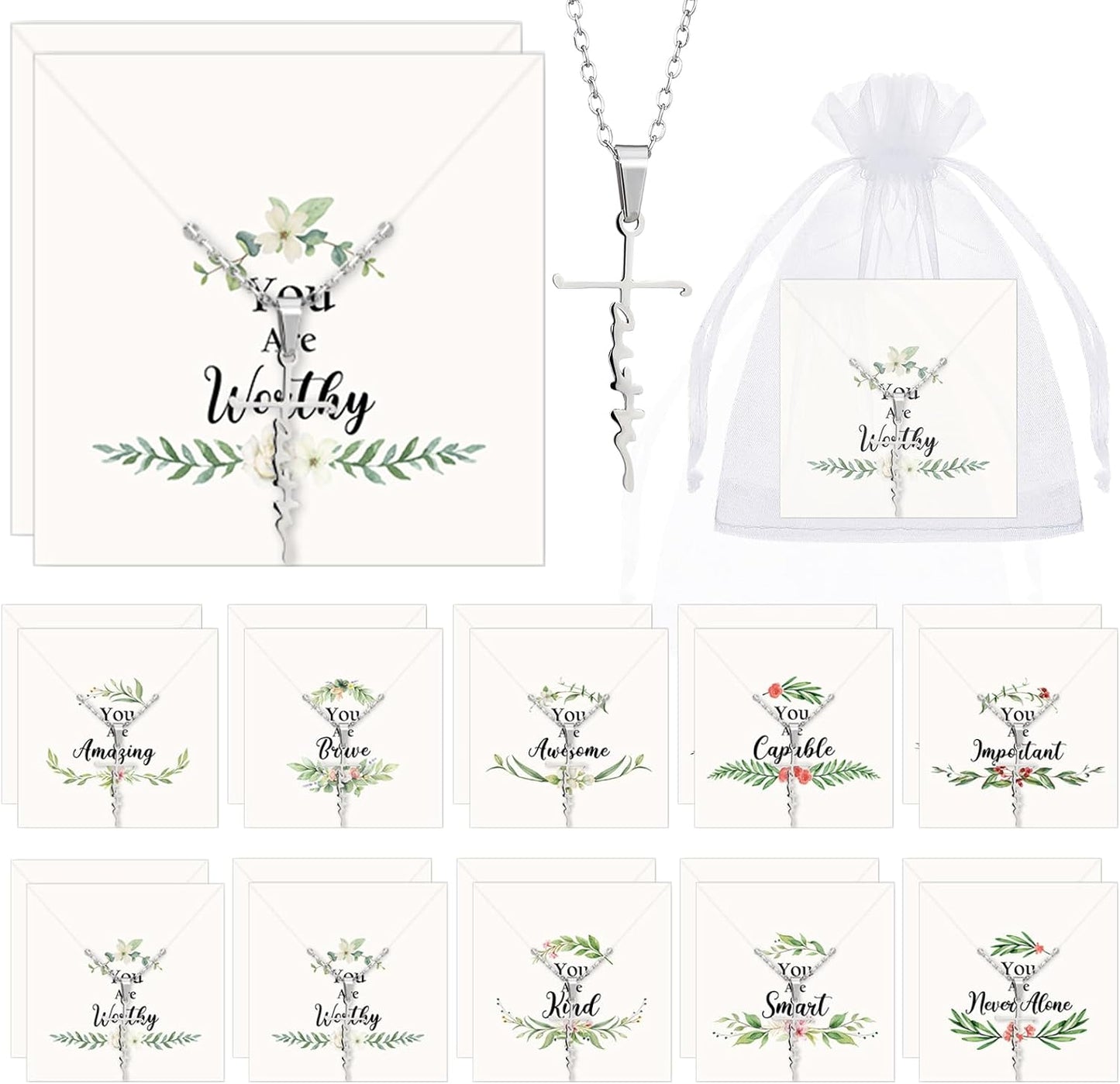 Christian Faith Pearl Necklaces - Elegant Church Gifts for Moms & Women | Bulk Options Available (10/20/40)