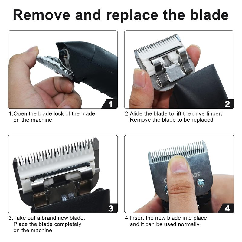 HONGNAL Size3-1/2 Professional Detachable Replacement Ceramic Blades Set,Compatible with Andis AGC,BDC,BGC,MBG Series,Oster Classic 76/Star-Teq/Power-Teq Clippers，Cut Length 3/8-Inch(9.5mm)