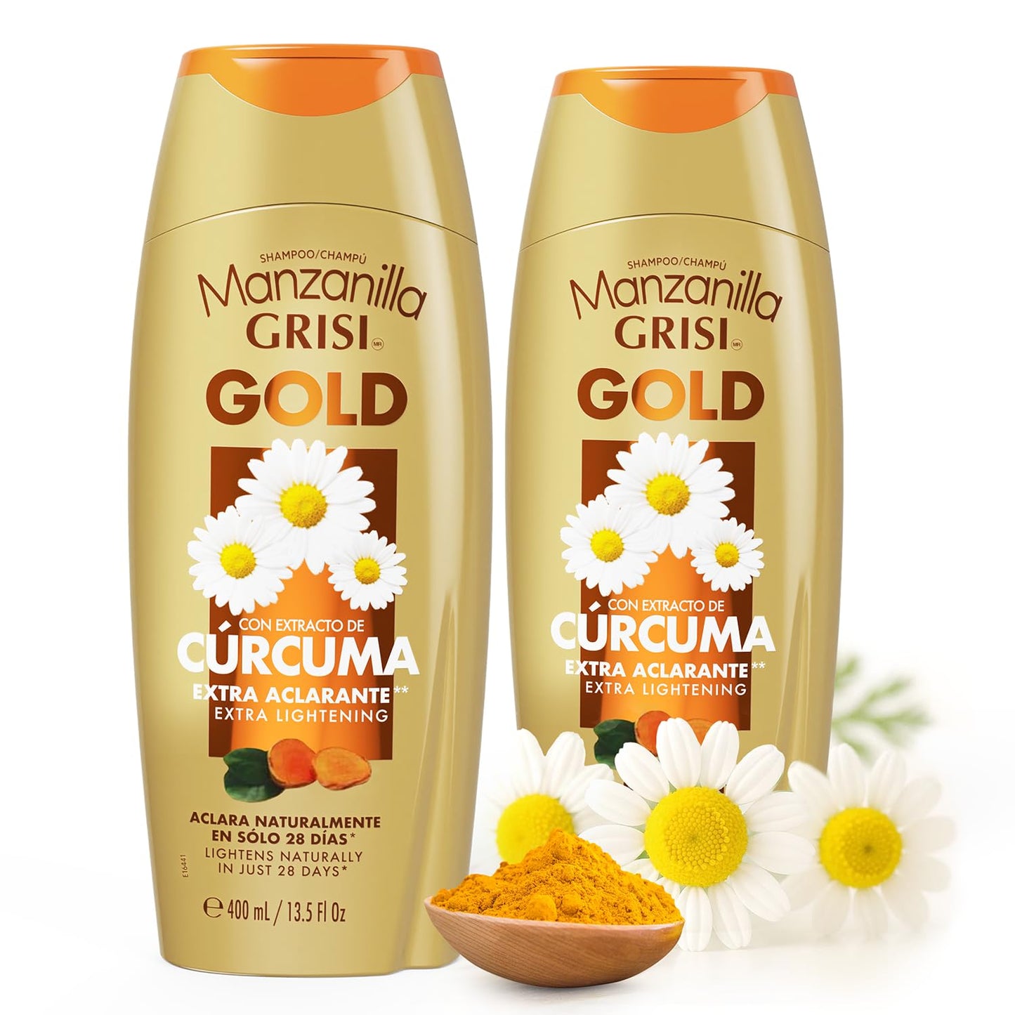 Grisi Manzanilla Gold Extra Lightening Shampoo - Chamomile & Turmeric for Brighter, Soft Hair | 13.5 Fl Oz | 2-Pack