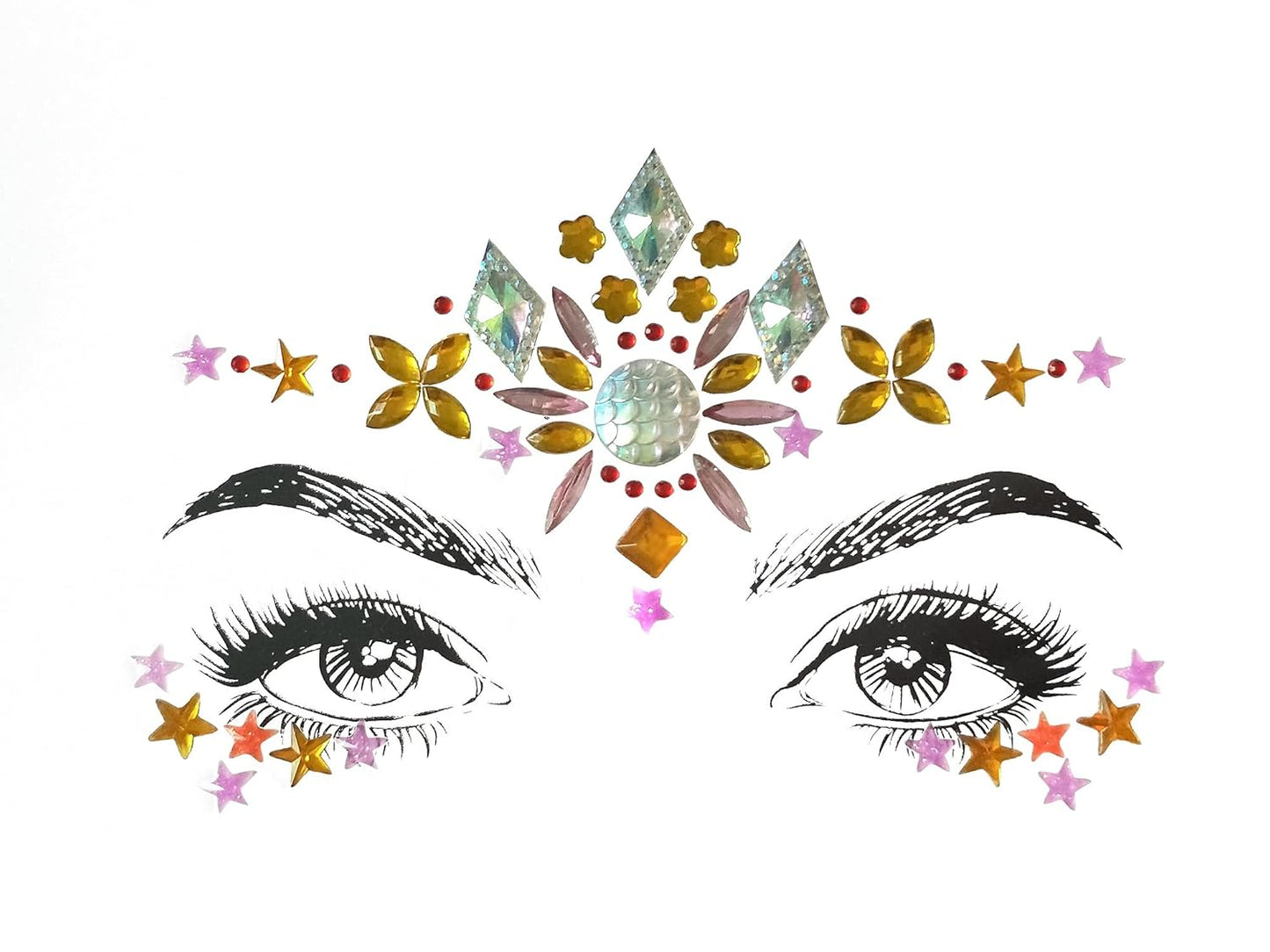 Gemstone Face Stickers - 8 Pcs Rhinestone Face Jewels for Festivals | Halloween & Christmas Party Decor