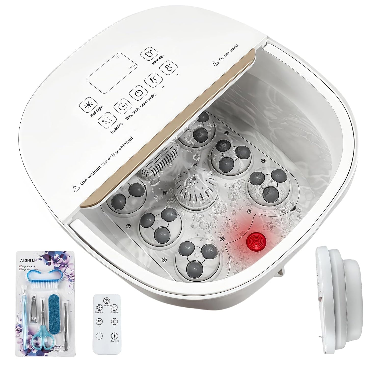 Collapsible Foot Spa Bath Massager - Heated Pedicure Tub with Bubbles & Timer | Relaxation & Stress Relief for Home or Office