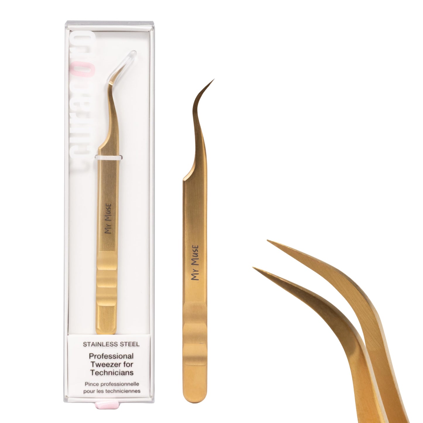 Curacoro Lash Tweezers for Eyelash Extensions - LashSmith Precision Curved Tweezers for Every Fan Style