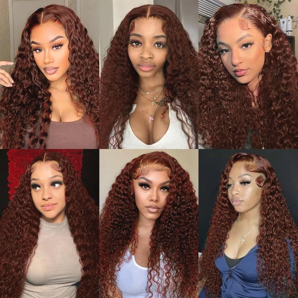 Reddish Brown Bundle Color 33 Deep Wave Human Hair Bundles Auburn Brown 1 Bundle 18 Inch Color 33 Copper Deep Curly Bundles For Black Women