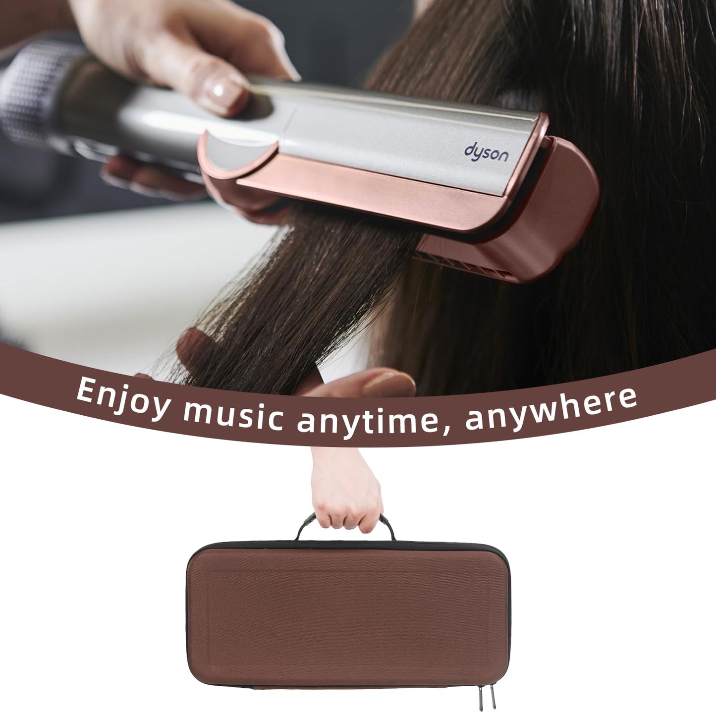 LIUIIVIRI Hard Travel Case Compatible with Dyson airstraight HT01 Hair Straightener & Power Supply, Waterproof and Shockproof Storage carrying case (Brown)