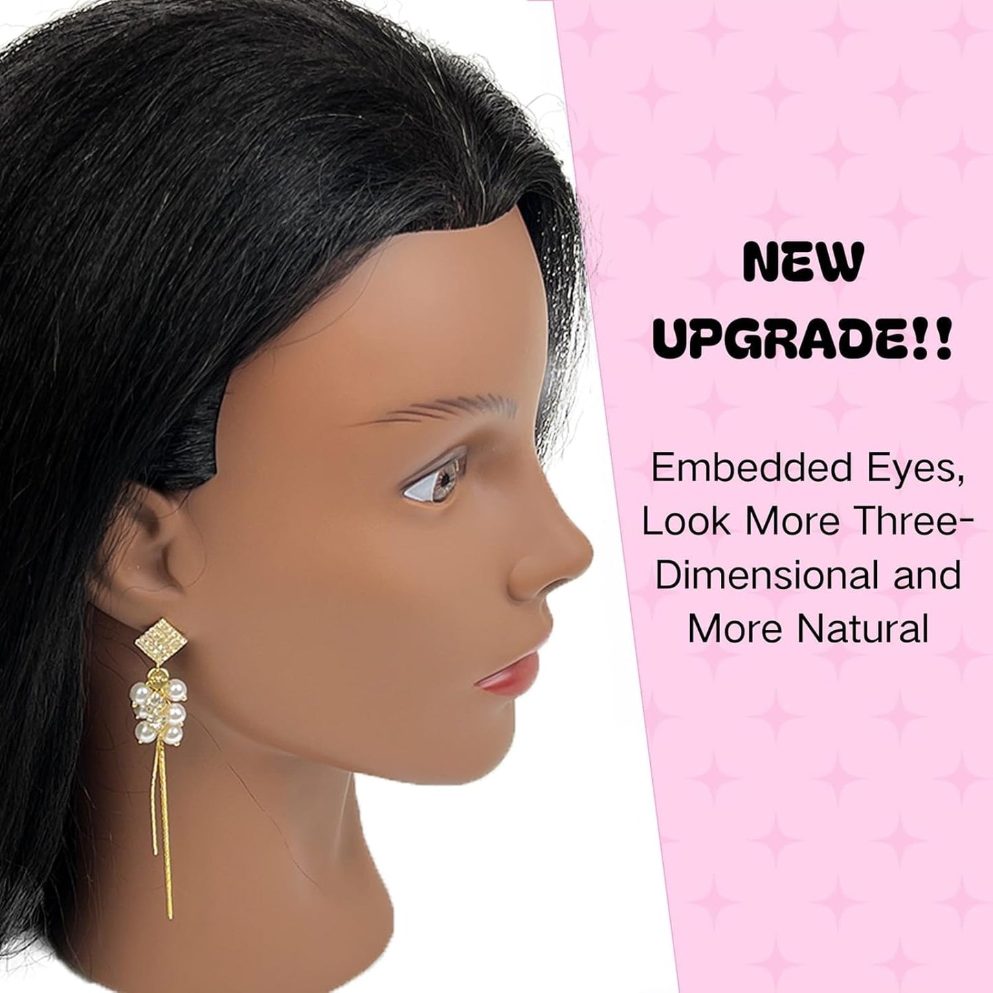 Human Hair Mannequin Head - 100% Real Hair Cosmetology Doll for Hairdresser Practice | 18 Inch