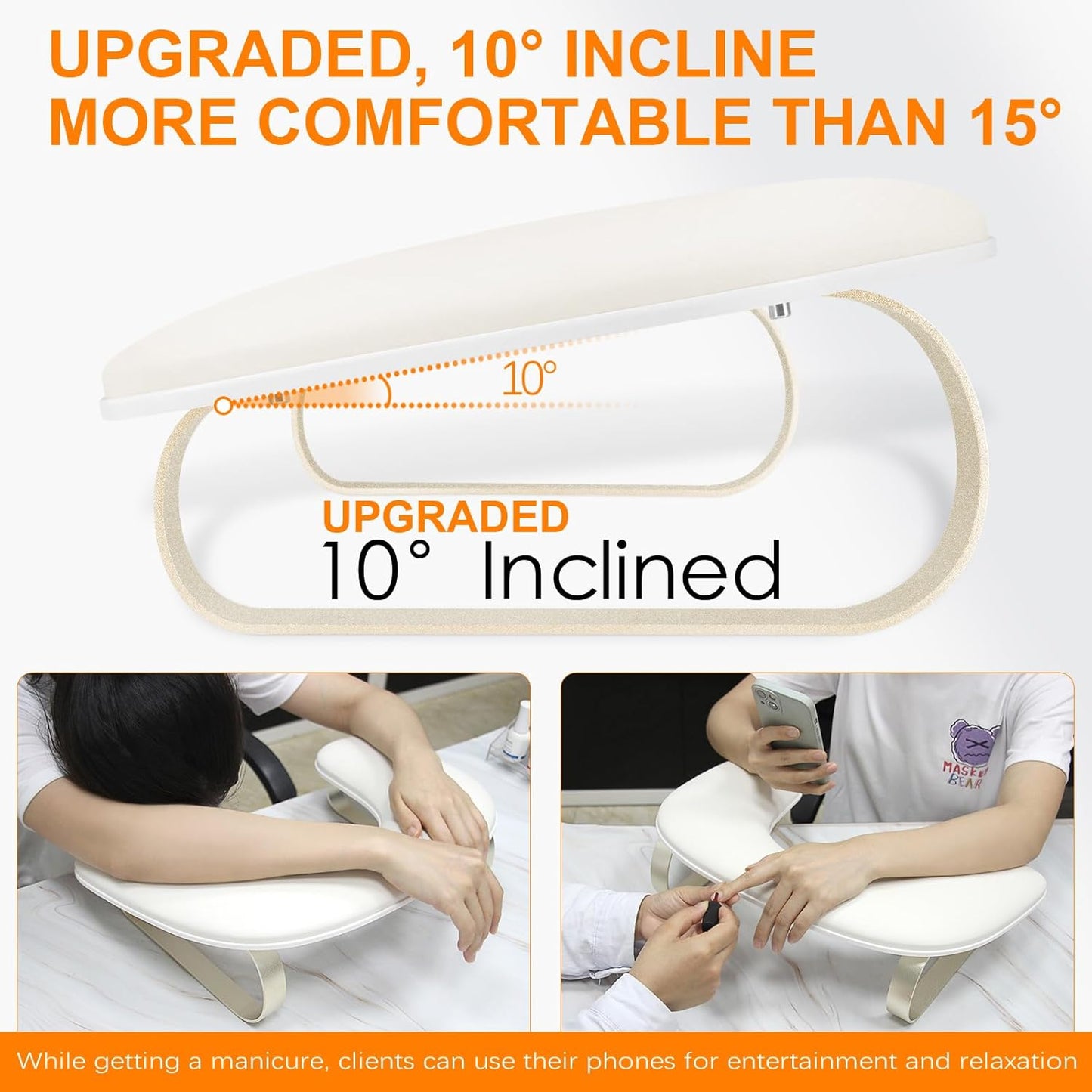 Nail Arm Rest Stand - Upgraded 10° Inclined U-Shaped Design | Non-Slip Aluminum Alloy Holder