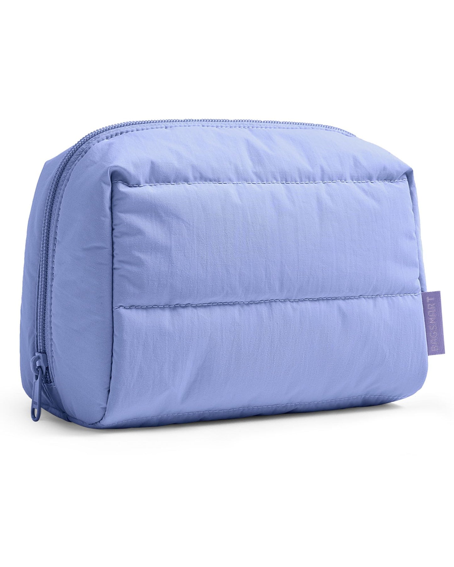 BAGSMART Puffy Makeup Bag, Wide Opening Cosmetic Organizer, Soft Water-Resistant Travel Toiletry Pouch for Women for Purse, Compact & Spacious