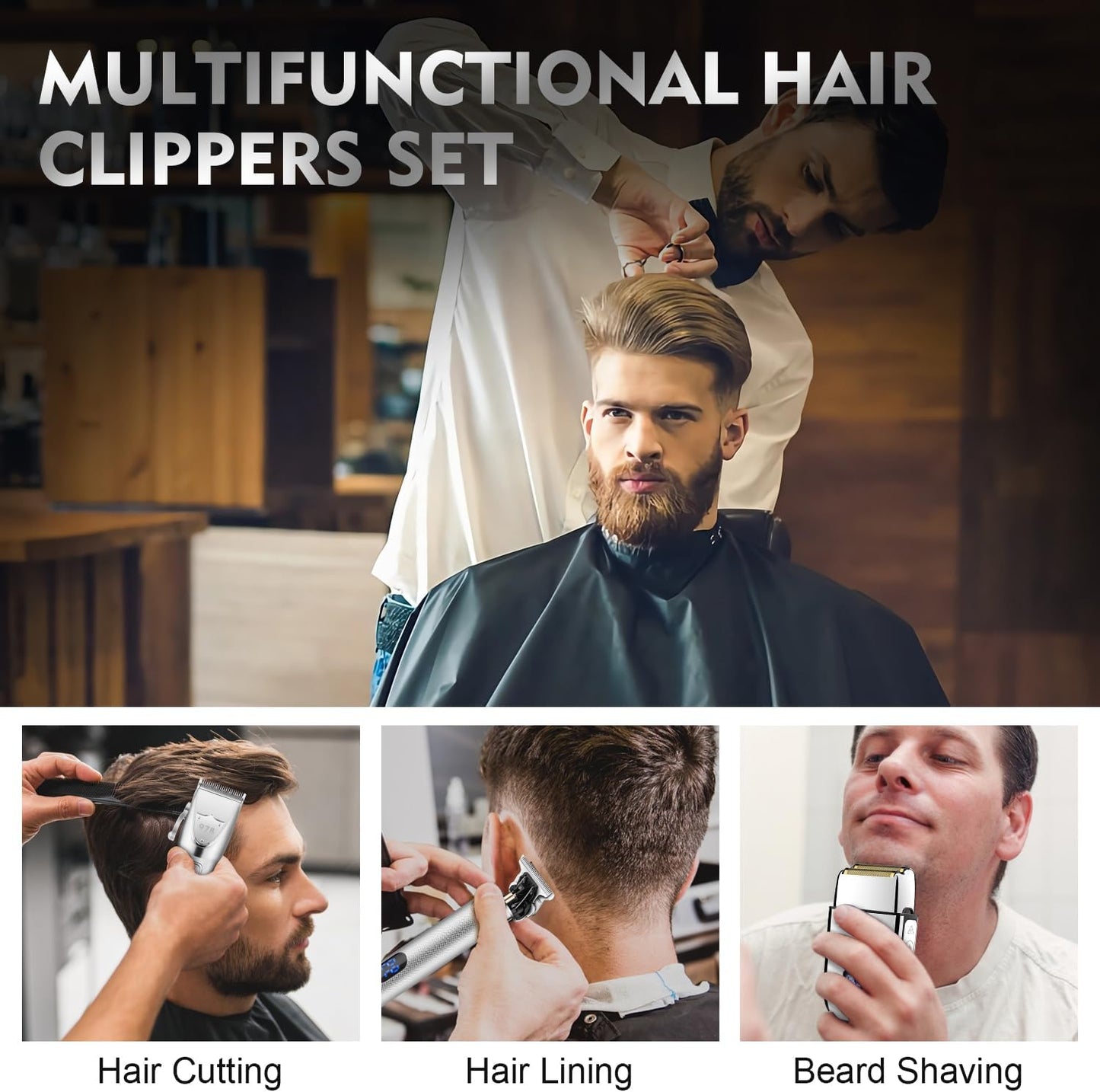 Professional Hair Clippers Set for Men - Electric Foil Shavers & Barber Kit with Travel Case | Grooming Essentials