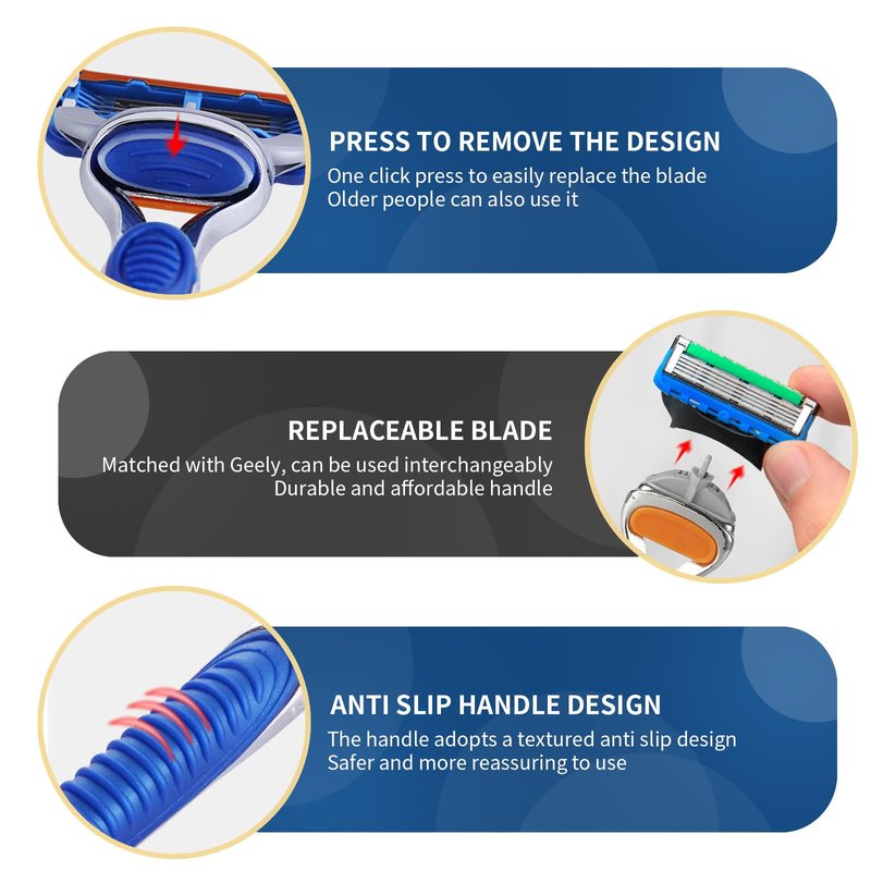Replace Handle Compatible with Gillette Fusion5 Razors for Men, Comfort Glide Razor Handle Non-Slip Ergonomic Handles, Only the Handle(1 Pack Blue)