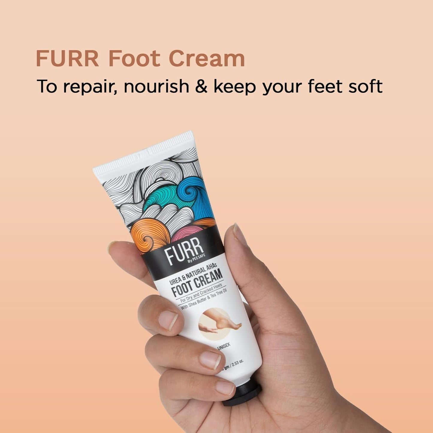 FURR Foot Cream - Deep Moisturizing Repair for Dry, Cracked Feet & Heels | Non-Greasy Formula | 2.65 Oz (75g)